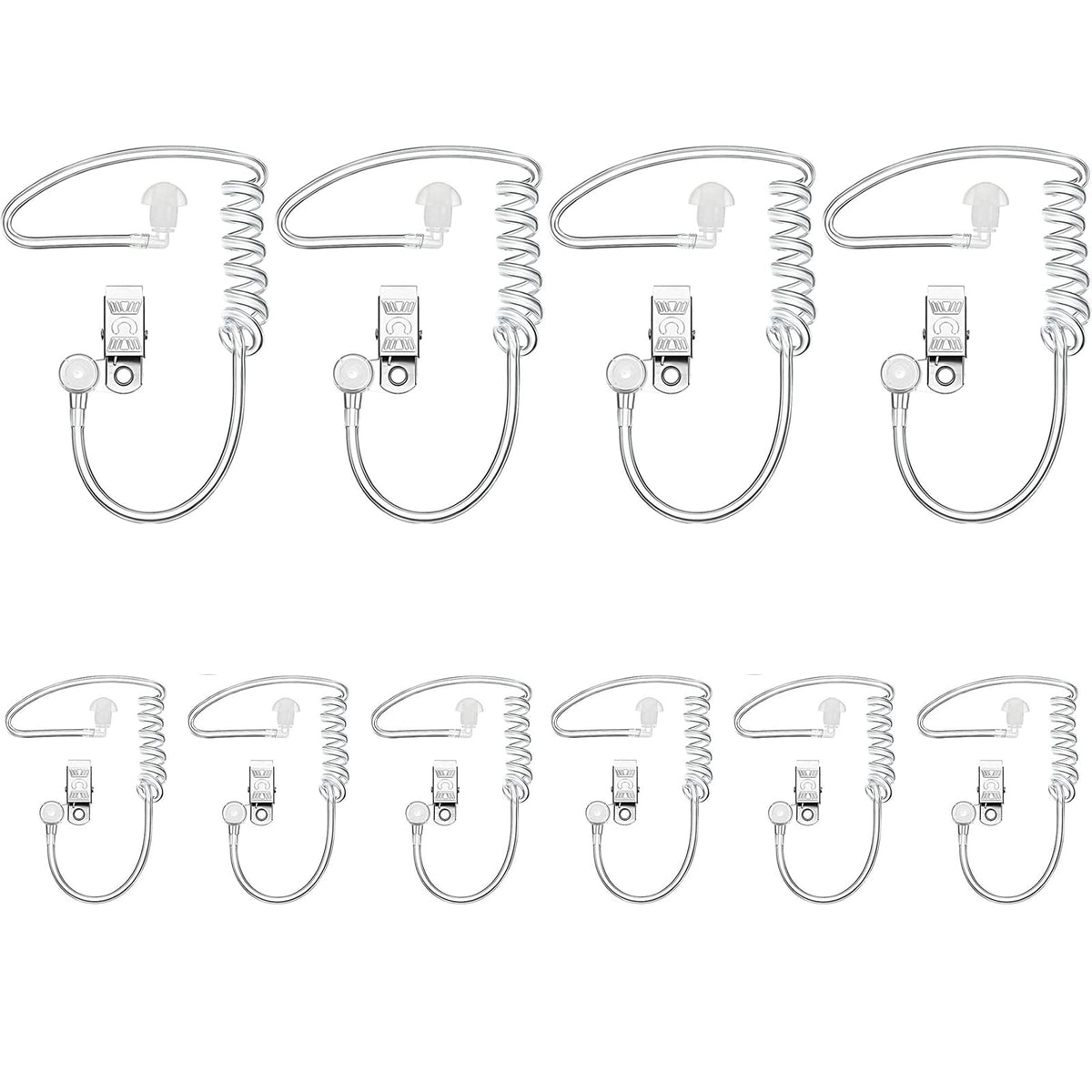 10 Pack Replacement Acoustic Coil Tube With Clip For Baofeng Retevis Midland Kenwood Motorola 2 Way Radio Audio Walkie Talkies Headsets Secret Spy Game Earpiece