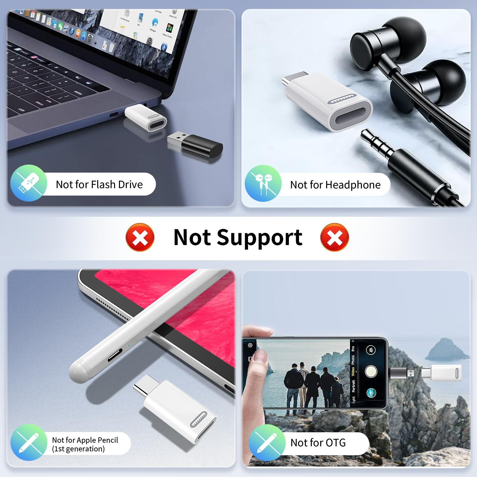 Timovo Lightning Female To Usb C Male Adapter, [2 Pack] Lightning To Usb C Adapter Converter With 35W Fast Pd Charger & Data Tra