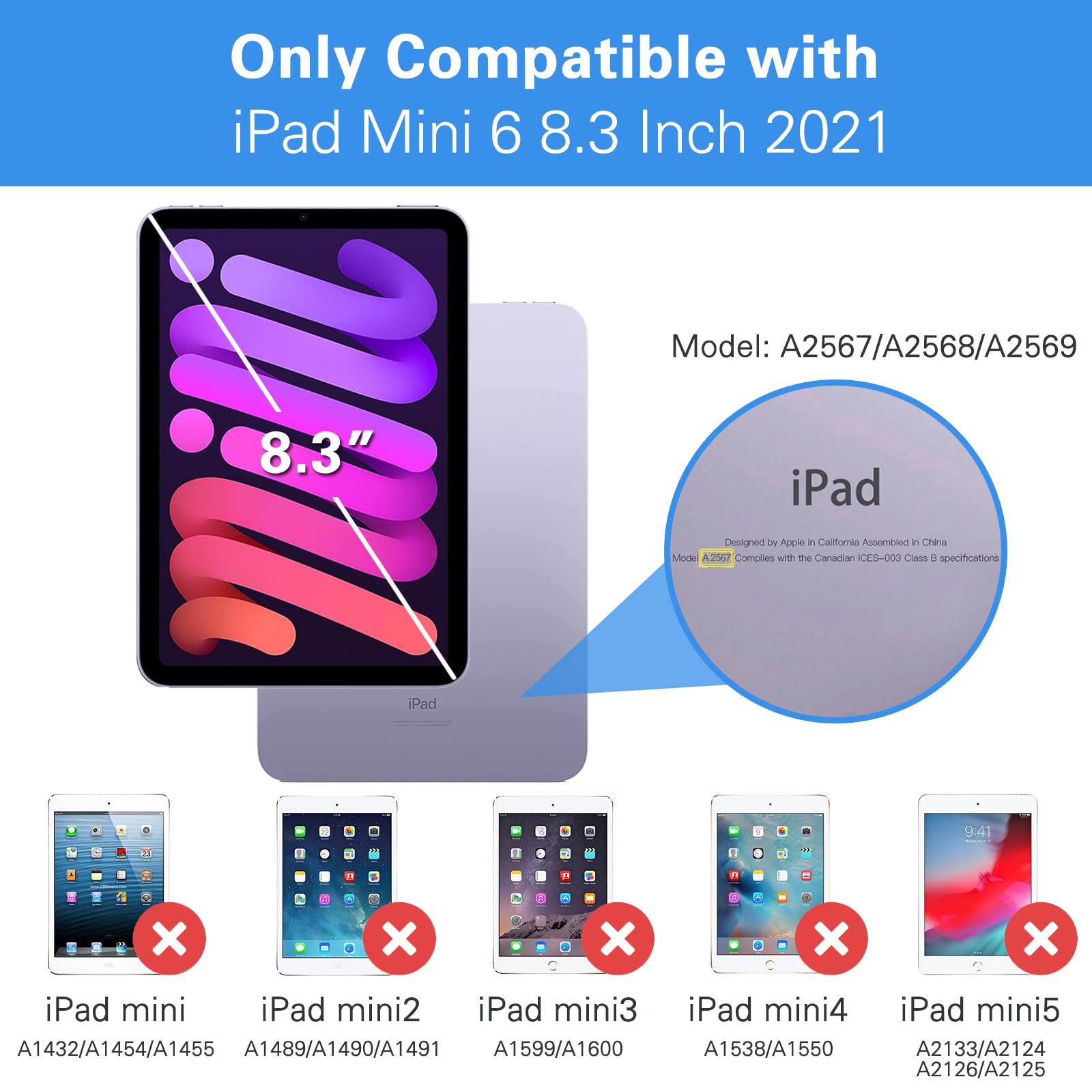 Procase For Ipad Mini 7Th(A17 Pro) 2024 / Mini 6Th Generation 8.3' 2021 4 Way Privacy Screen Protector, 360 Degree Anti Spy Tempered Glass Film Guard For Ipad Mini 7 6 8.3 Inch