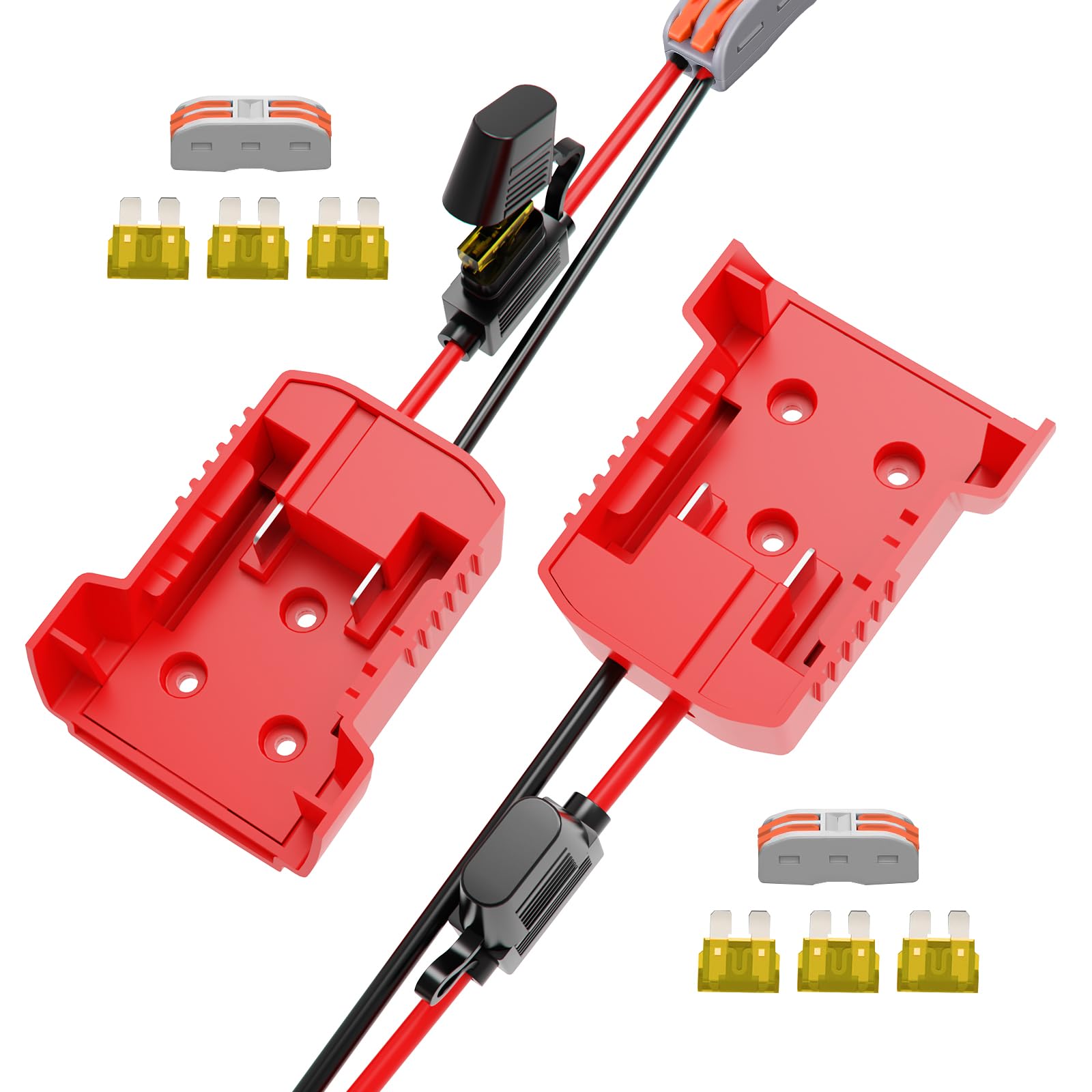 2 Pack Milwaukee M18 18V Battery Adapter Kit with Fuses, 12AWG Wiring Converter Kit for Power Wheels, DIY RC Cars & Robotics - C