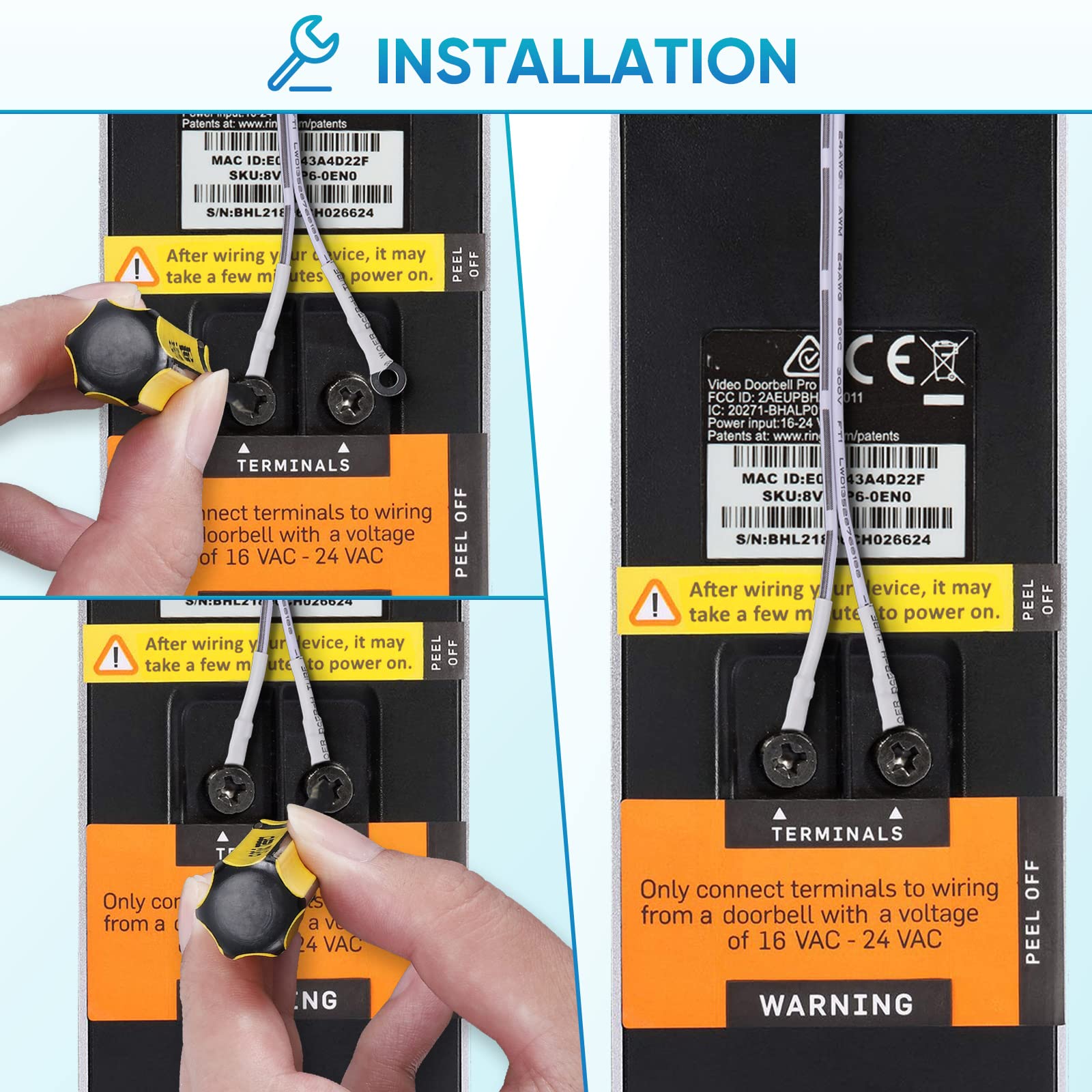 Video Doorbell Hardwired Power Transformer, 18V500Ma Hardwired Power Adapter, Compatible With Ring, For Nest Video Doorbell (Wit