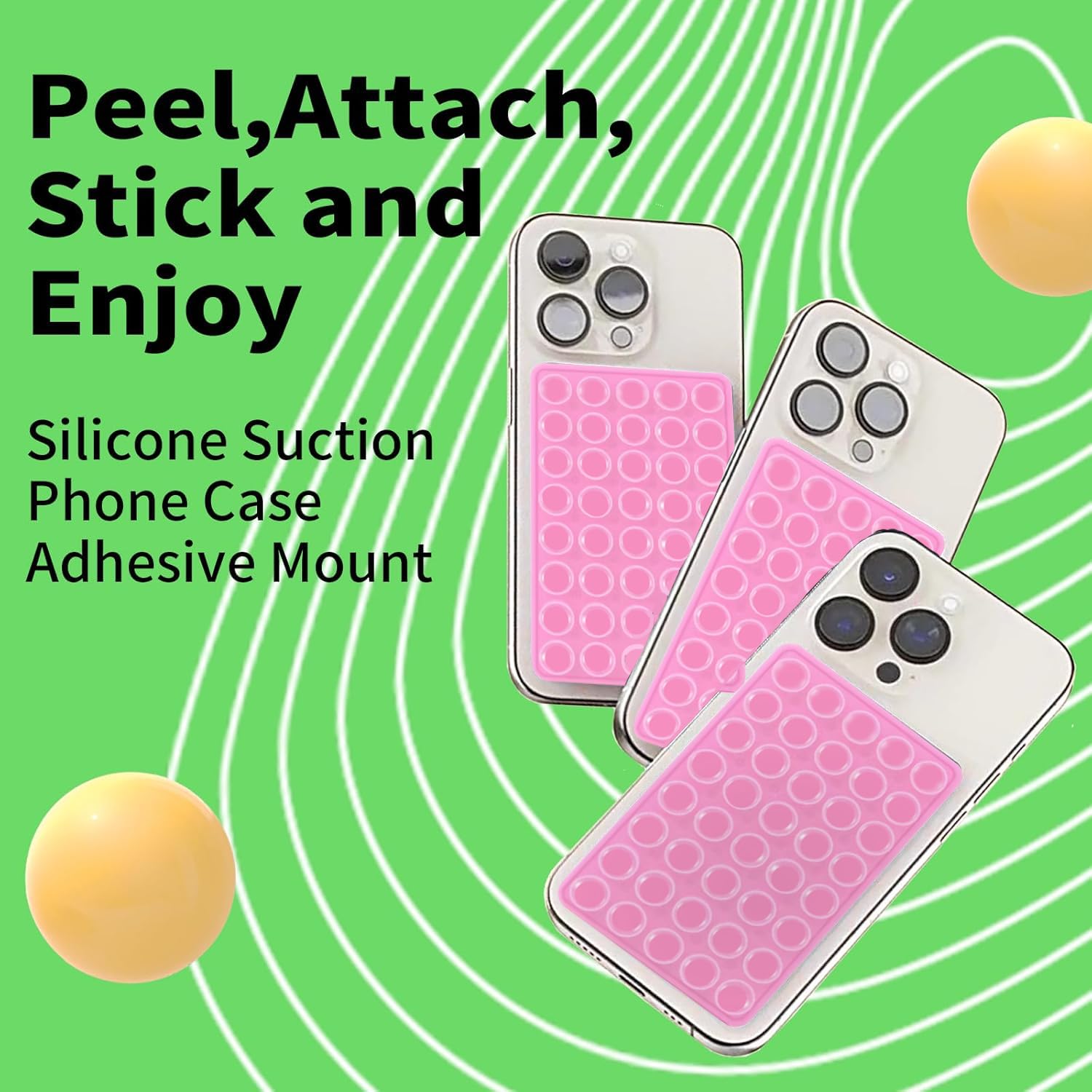 Veadoolly Octo Cup Buddy Sticky Grip Holder For Silicone Cellphone, Silicone Suction Cup Phone Case Mount Double Sided, Hands-Fr