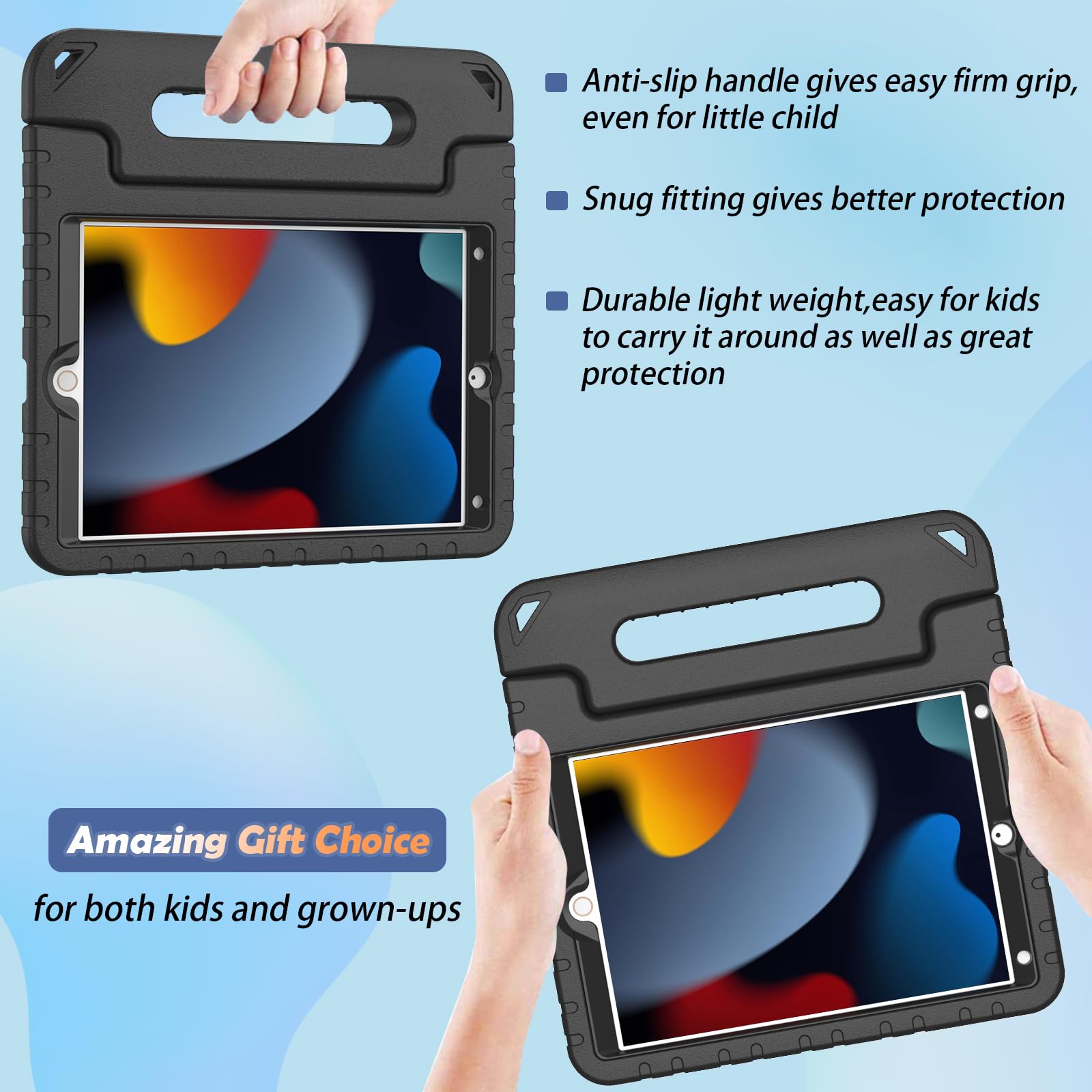 Ltrop Kids Case For Ipad 9Th/ 8Th/ 7Th Generation (2021/2020/ 2019), Ipad 10.2 Case With Built In Screen Protector, Shockproof H