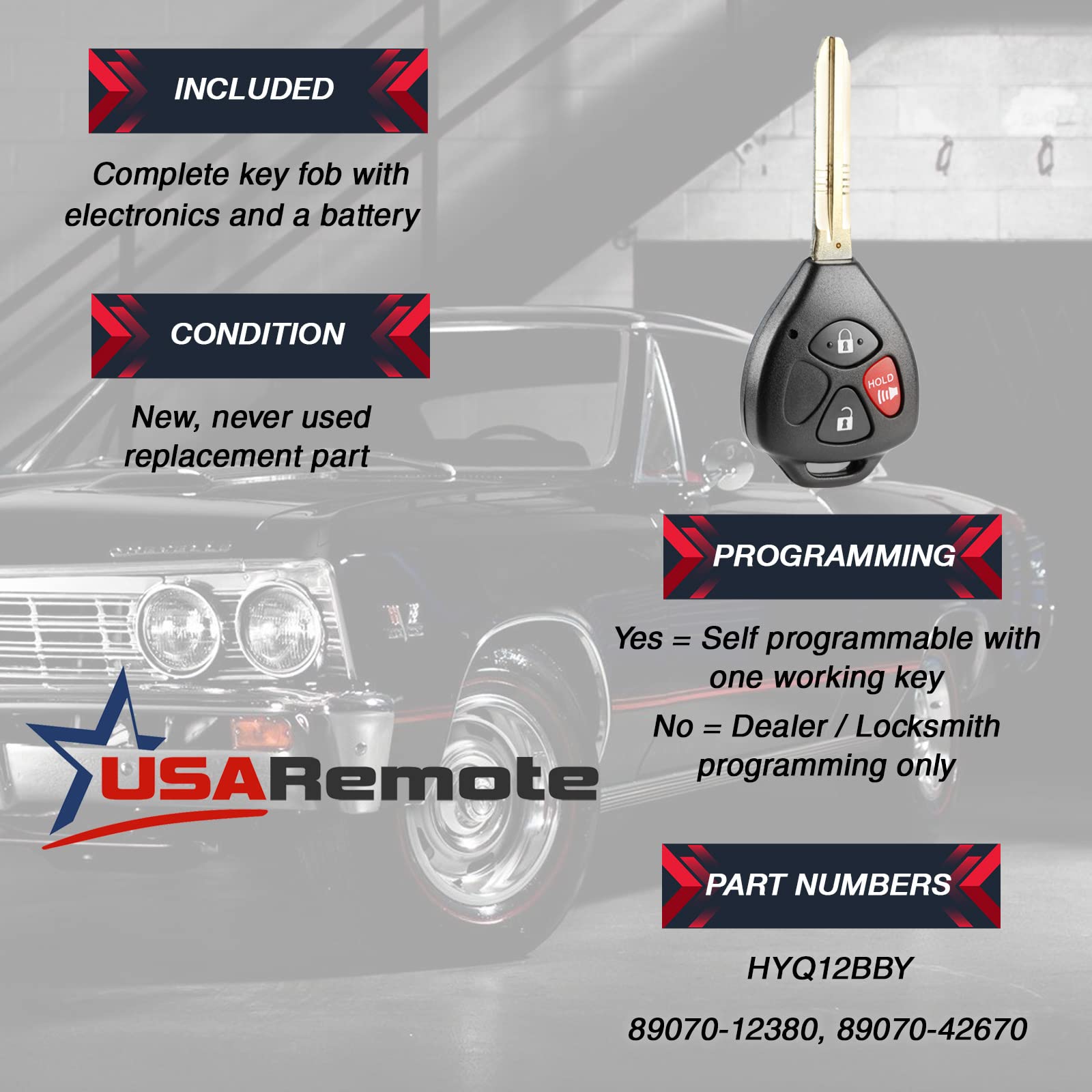 Key Fob Keyless Entry Remote Fits 2007 2010 Toyota Rav4 / 2008 2012 Scion Xb (Hyq12Bby)