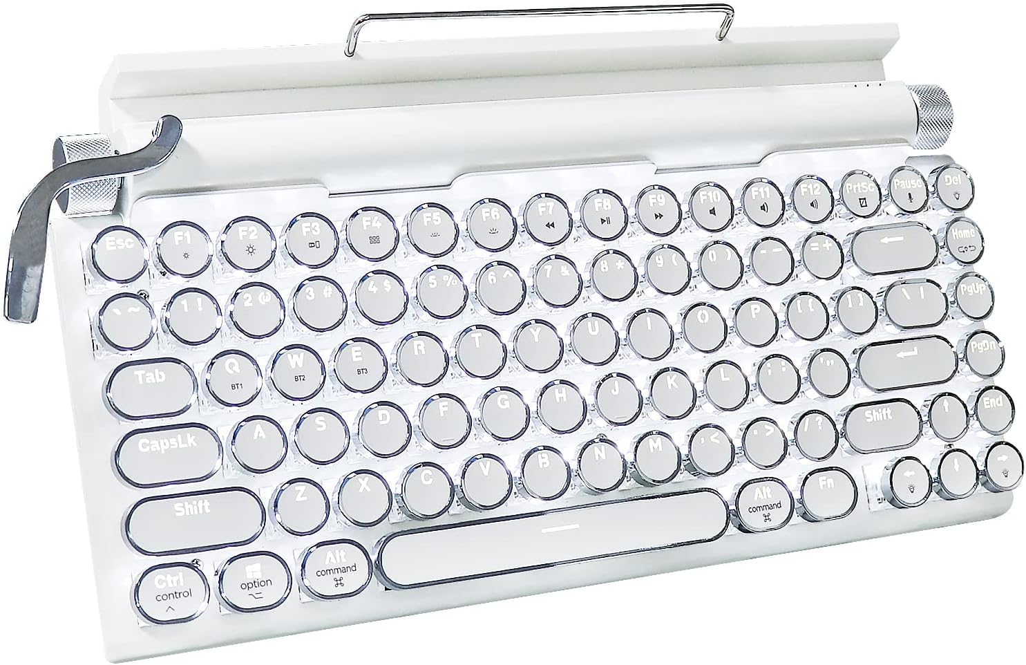 Adventurers Retro Typewriter Keyboard, 75% Layout 83 Keys Wireless Keyboard With Blue Switch,Bluetooth 5.0 And Multi Device Swit