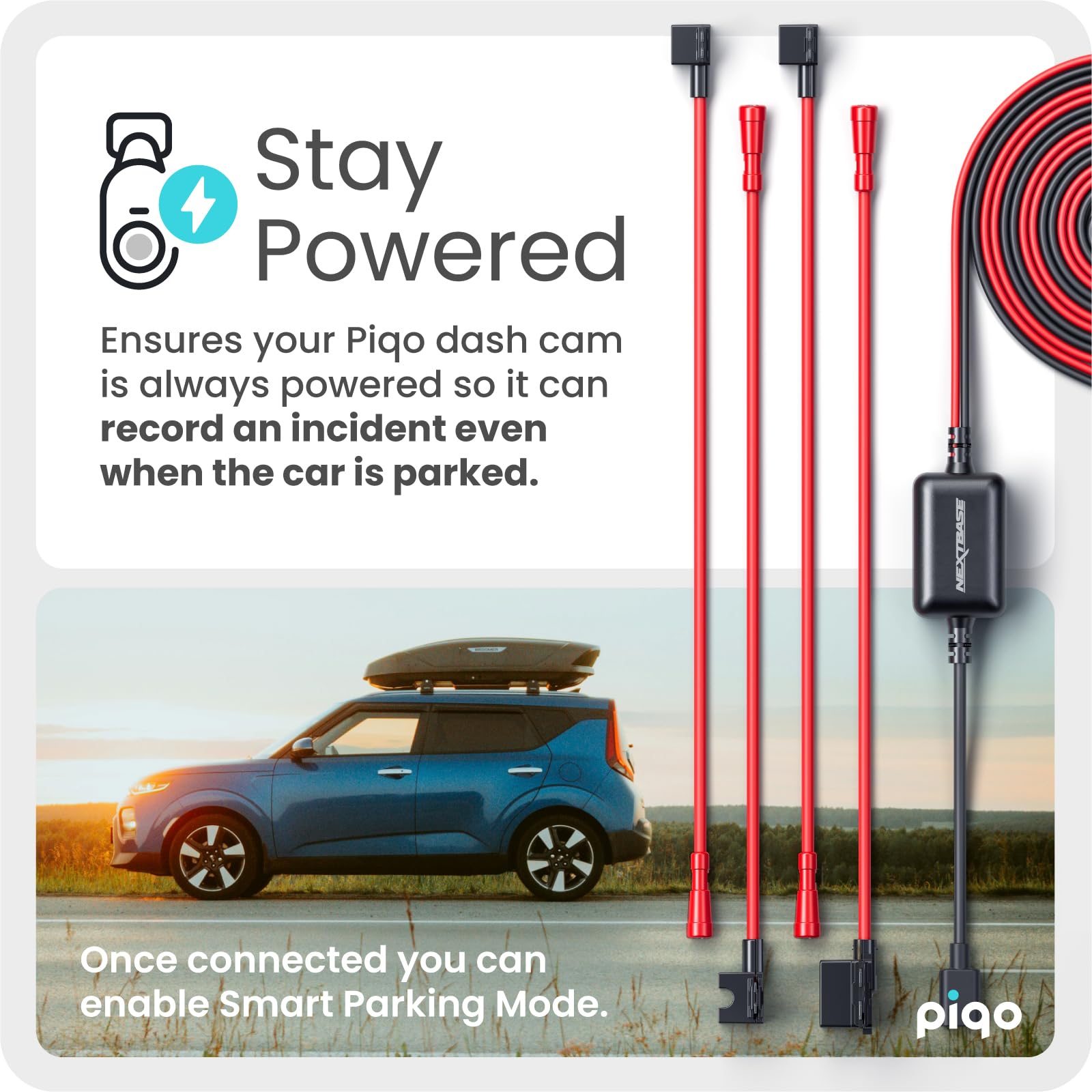 Nextbase Piqo Pro Install Cable Hardwire Kit, 1-Meter Cable, Easy Installation, Compatible With Piqo 1K