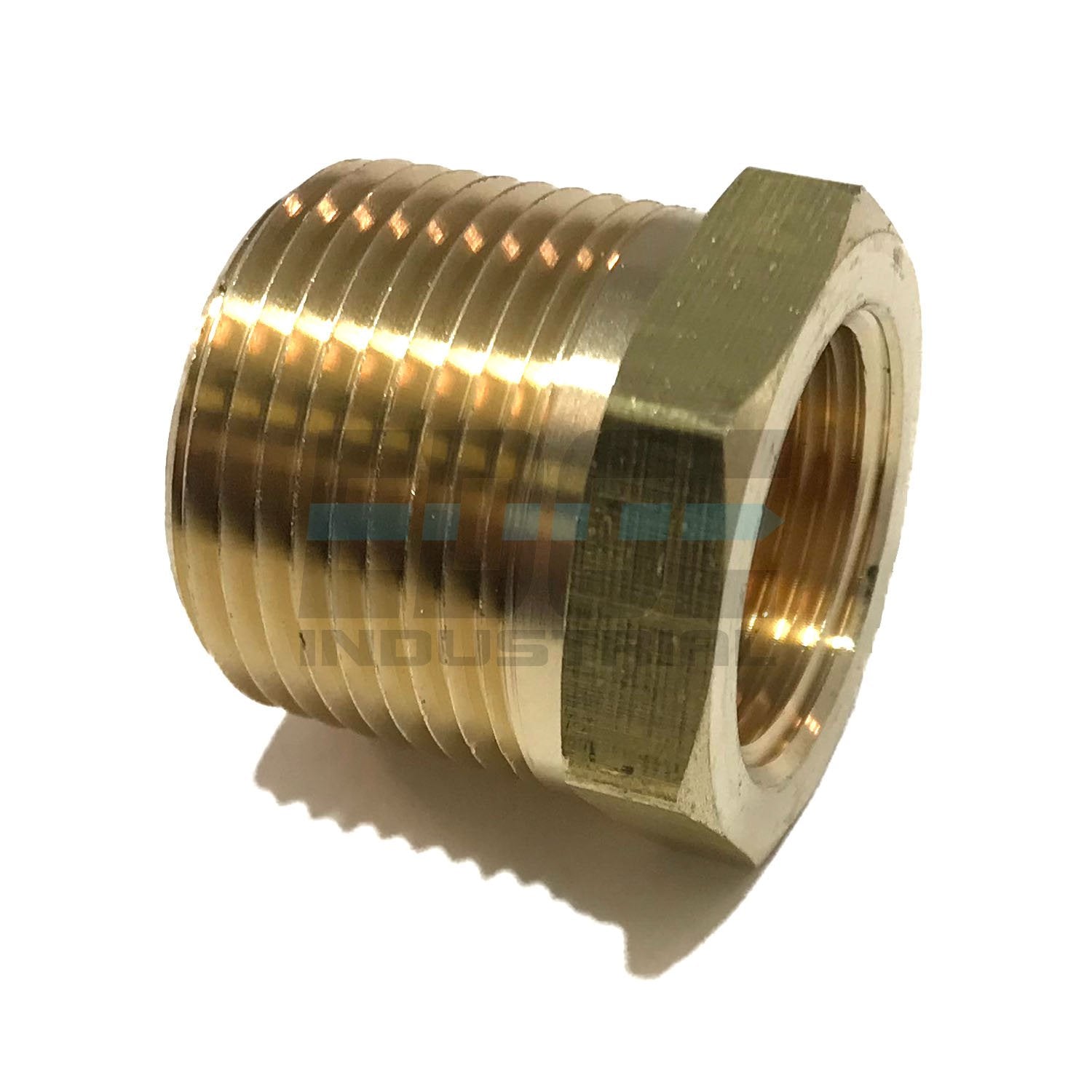 Edge Industrial Brass Reducing Hex Bushing 1'' Male Npt X 3/4'' Female Npt Fuel / Air/ Water / Oil/ Gas Wog (Qty 01)