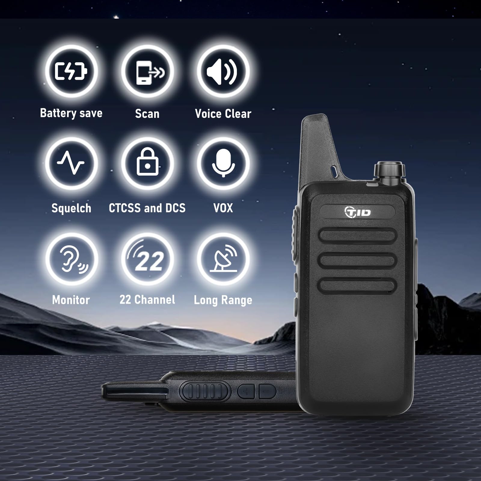 Tidradio Td M8S Walkie Talkies, Portable Frs Two Way Radios Rechargeable,Hands Free, Long Range, Rugged 2 Way Radios For Adults