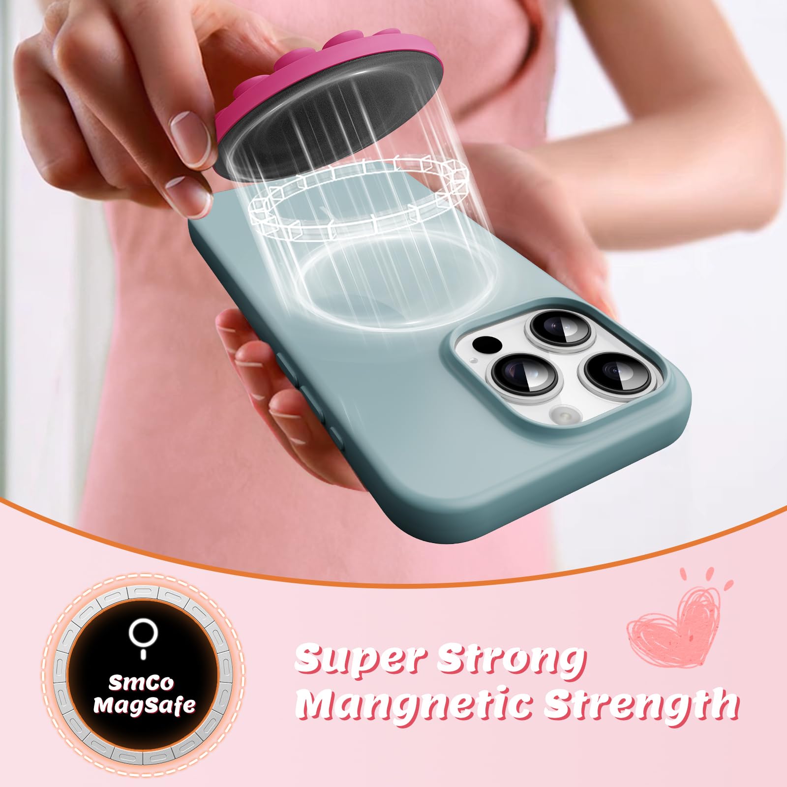 Magnetic Suction Phone Mount For Magsafe Case, Octo Cup Buddy Sticky Grip Holder For Iphone And Android, Silicone Stand For Self