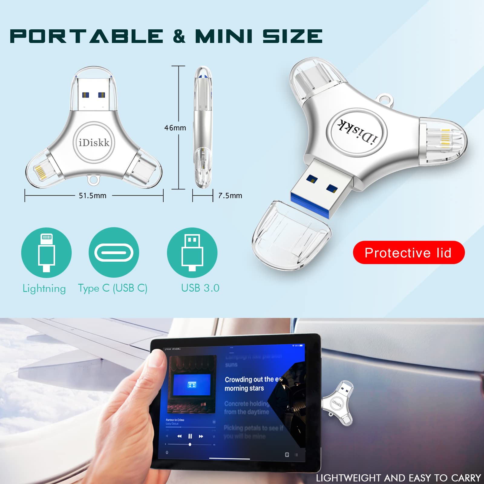 Idiskk 256Gb App Le Certified Flash Drive Photo Vault For Iphone 15 Usb C Ipad Pro Android Samsung Flash Drive For Iphone Photo Storage Stick Ipad Pro Photo Stick For Iphone And Computer