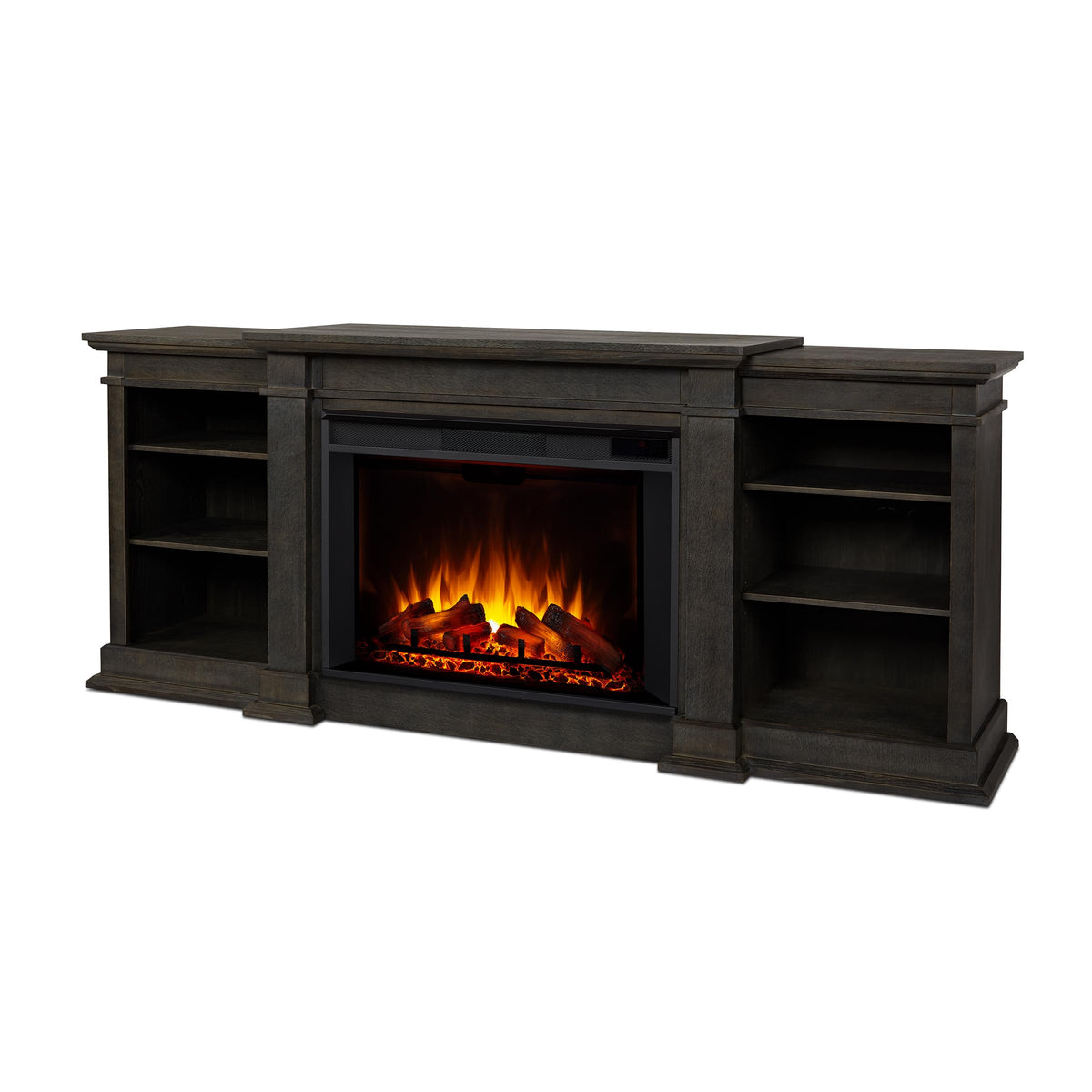 Real Flame Eliot 81'' Grand Electric Fireplace Tv Stand For Tvs Up To 80 Inches, Entertainment Center With Adjustable Shelves An