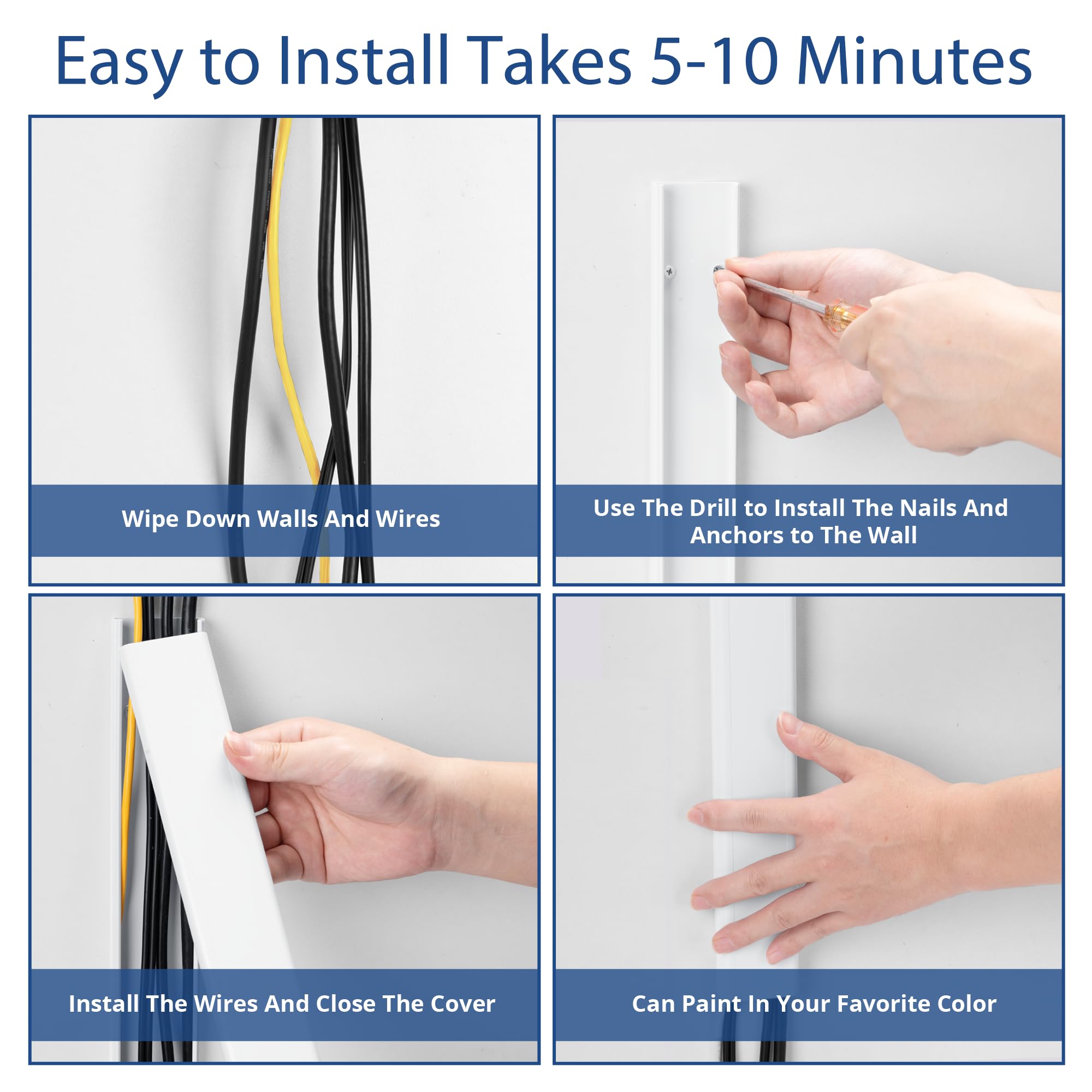 47In Tv Cord Hider, Yclyc Cord Hider For Wall Mount Tv, Large Cable Hider, Paintable Wire Covers For Cords, Cable Management Cor