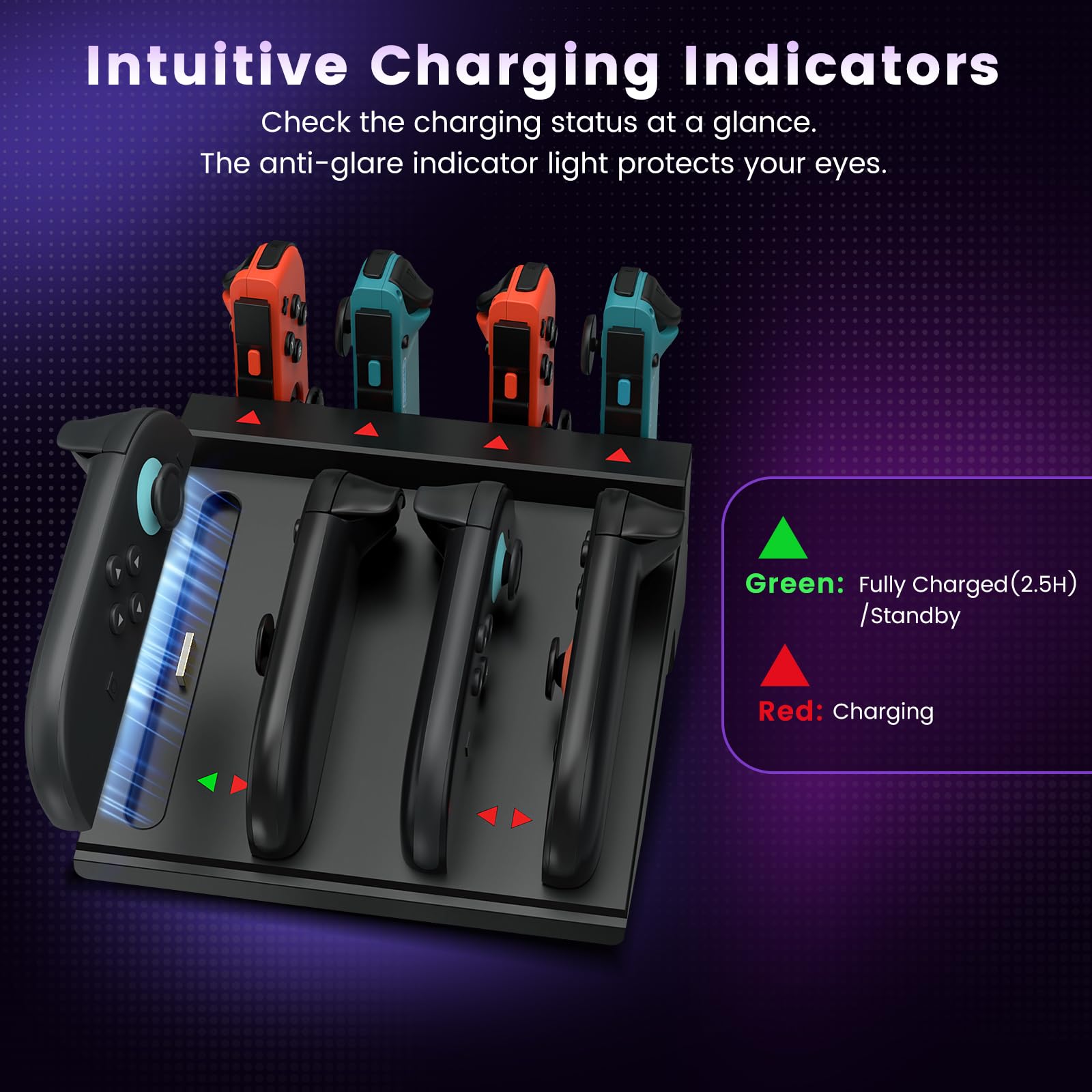 Switch Controller Charger For Nintendo Switch 2 & 1 & Oled, 8 In 1 Fast Joycon Charging Dock, Joycon Charger Station With Ultra-