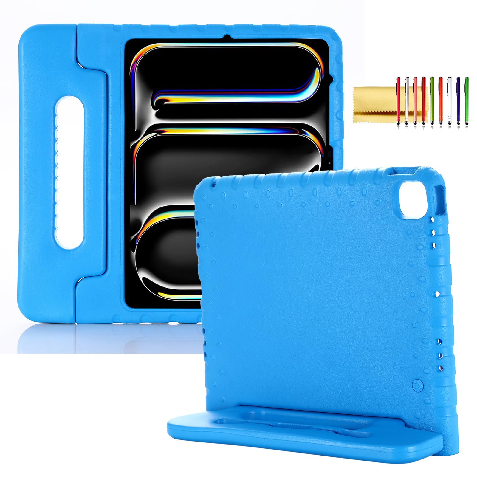 Kids Case for iPad Pro 13 2025 (M5) 2024 (M4) & iPad Air 13 M3 M2 Shockproof Case with Pencil Holder, Techcircle Handle Stand Li
