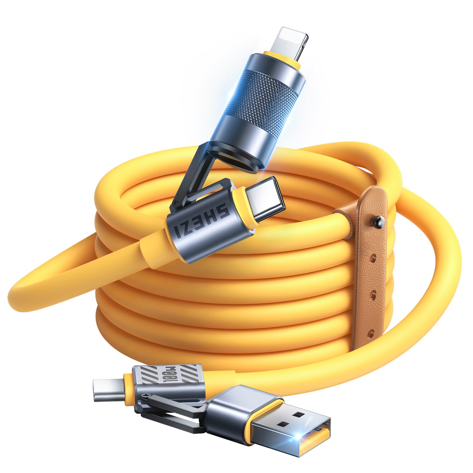 Vexipia 4 In 1 100W Usb C Cable For Lightning Cable Fast Charging [480Mbps Data Sync] Thicker Silicone Iphone Ipad Charger Cord,
