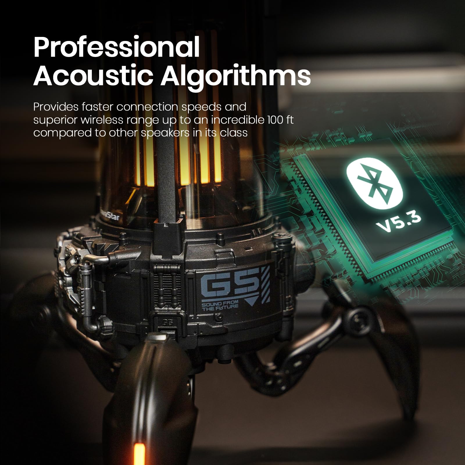 Gravastar Supernova Portable Bluetooth Speaker, Led Table Lamp Speaker, 24H Playtime, Tws Pairing, Wireless Speakers Fo Party/Ou