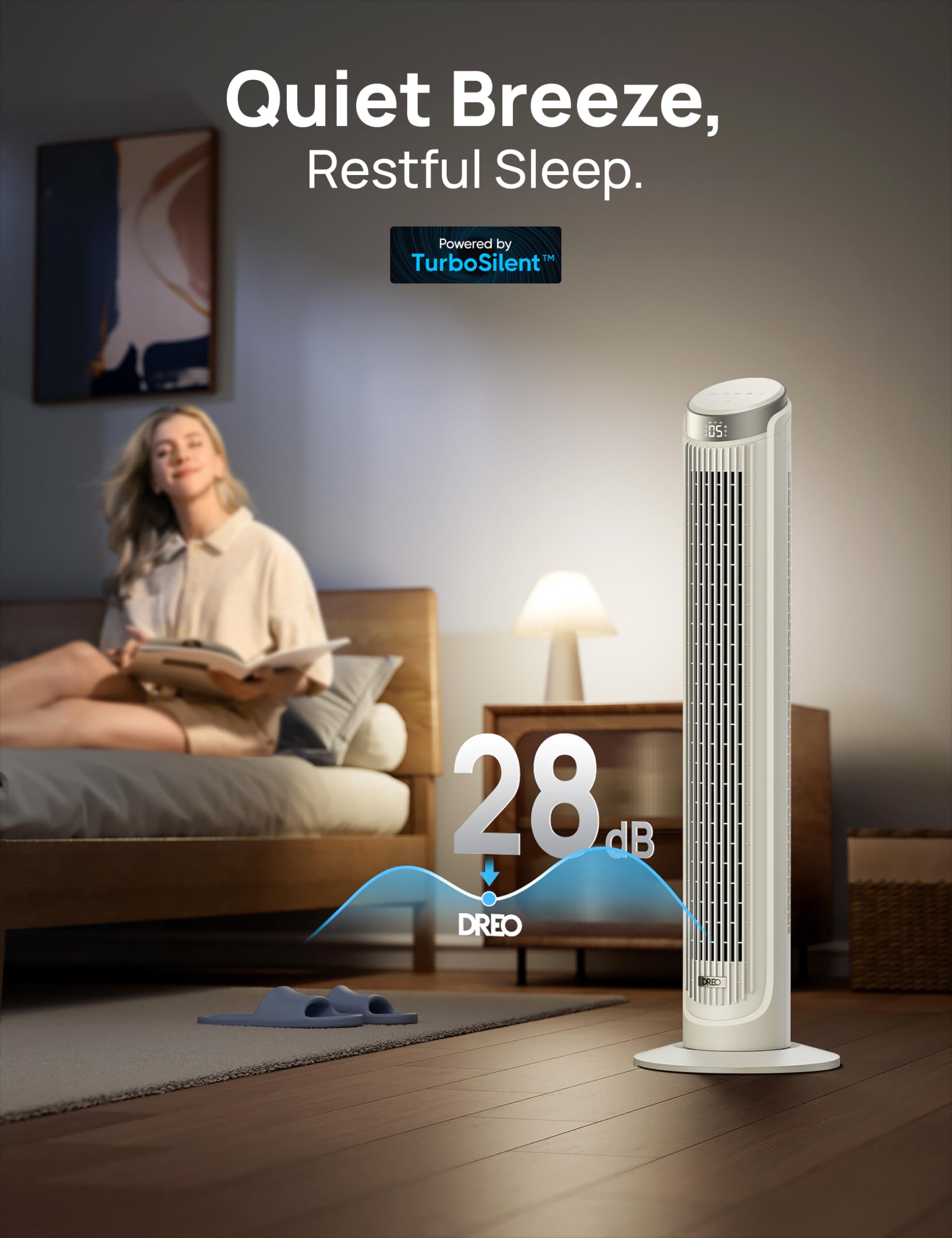 Dreo Tower Fans For Bedroom, 90?Oscillating Fans For Indoors,5 Speeds 4 Modes Max 26Ft/S, 12H Timer, Led Display With Touch, Rem