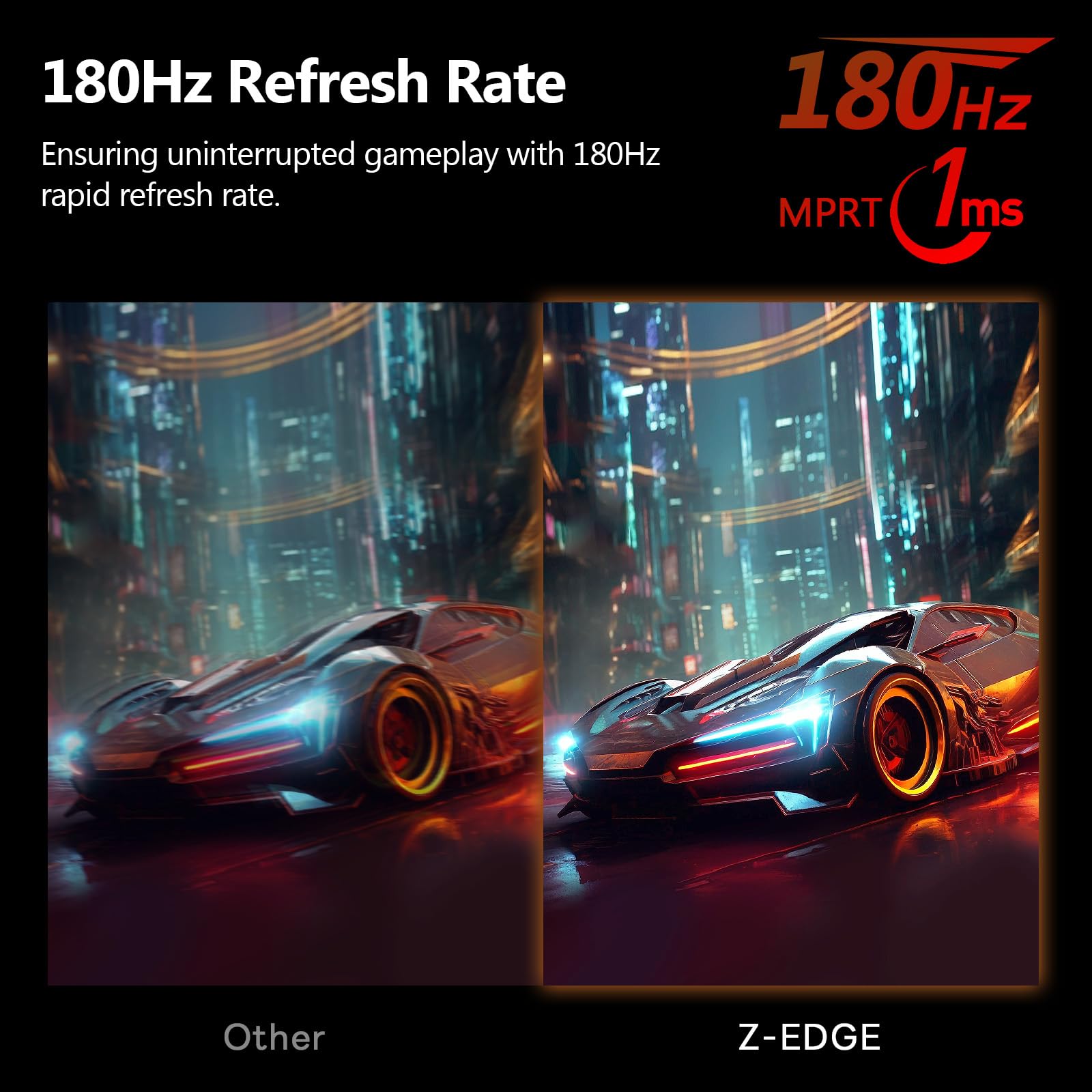 Z Edge 24 Inch Curved Gaming Monitor 180Hz Refresh Rate, 1Ms Mprt, Fhd 1080 Gaming Monitor, R1650 Curved, Ug24 Amd Freesync Premium Display