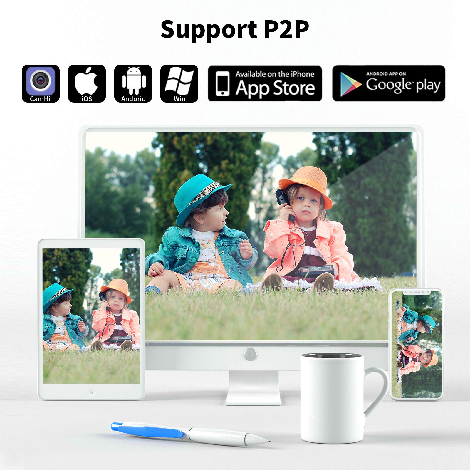 Boavision Ptz Camera,Mini Ptz Speed Dome Wifi Ip Camera 1080P Outdoor 4Mm Fixed Lens Wireless Camera Ir 196Ft Two Way Audio