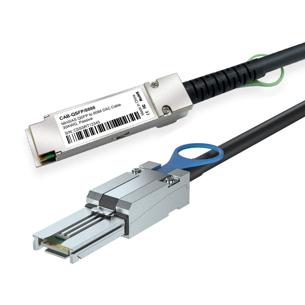 H!Fiber.Com Qsfp To Sff 8088 Minisas Cable, Sff 8436 To Sff 8088 External Ddr Hybrid Sas Cable, 100 Ohm, 0.5 Meter(1.64Ft), Copp
