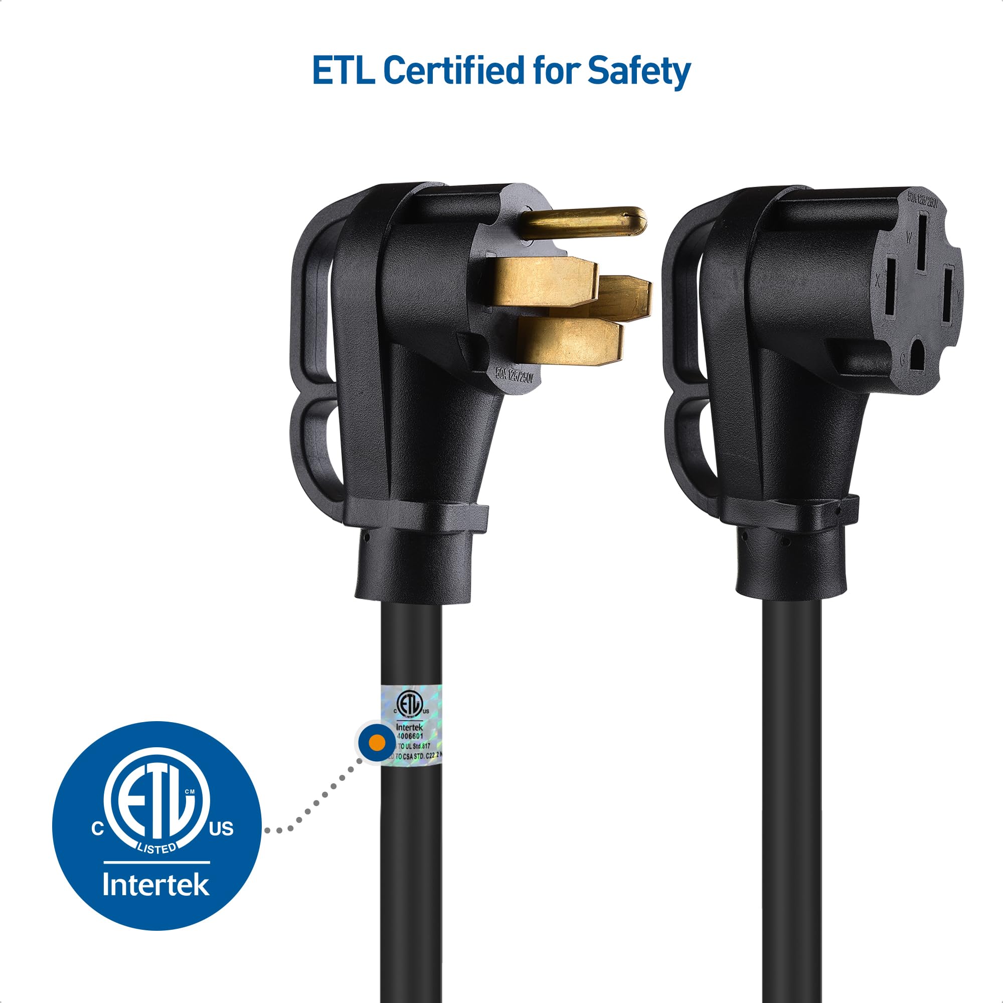 Cable Matters 4 Prong 50 Amp Rv Extension Cord 25 Ft With Easy Grip Handles, 6/8 Awg, Nema 14 50 Extension Cord, Compatible With