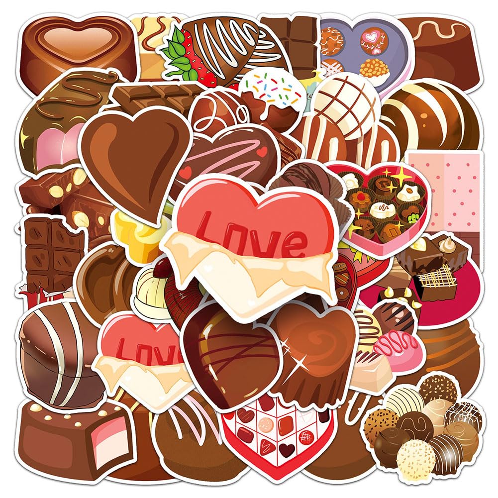 Chocolate Stickers |50Pcs Chocolate Waterproof Vinyl Decals For Bike Water Bottles Laptop Bicycle Refrigerator Cup Luggage Compu