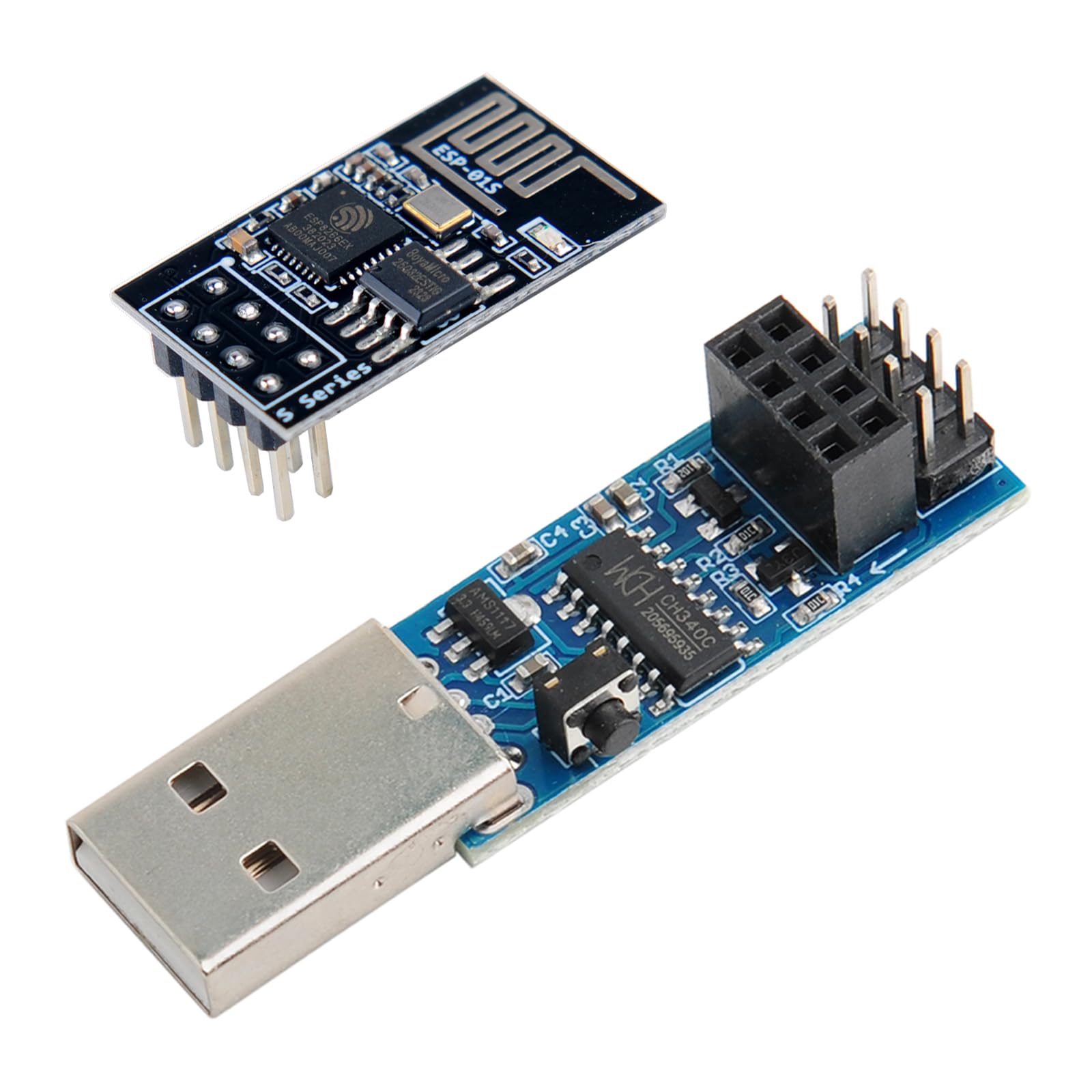 DIYmall USB to ESP8266 CH340C ESP-01 ESP-01S Breakout Prog WiFi Programmer Downloader with Reset Auto-Download Circuit + ESP8266