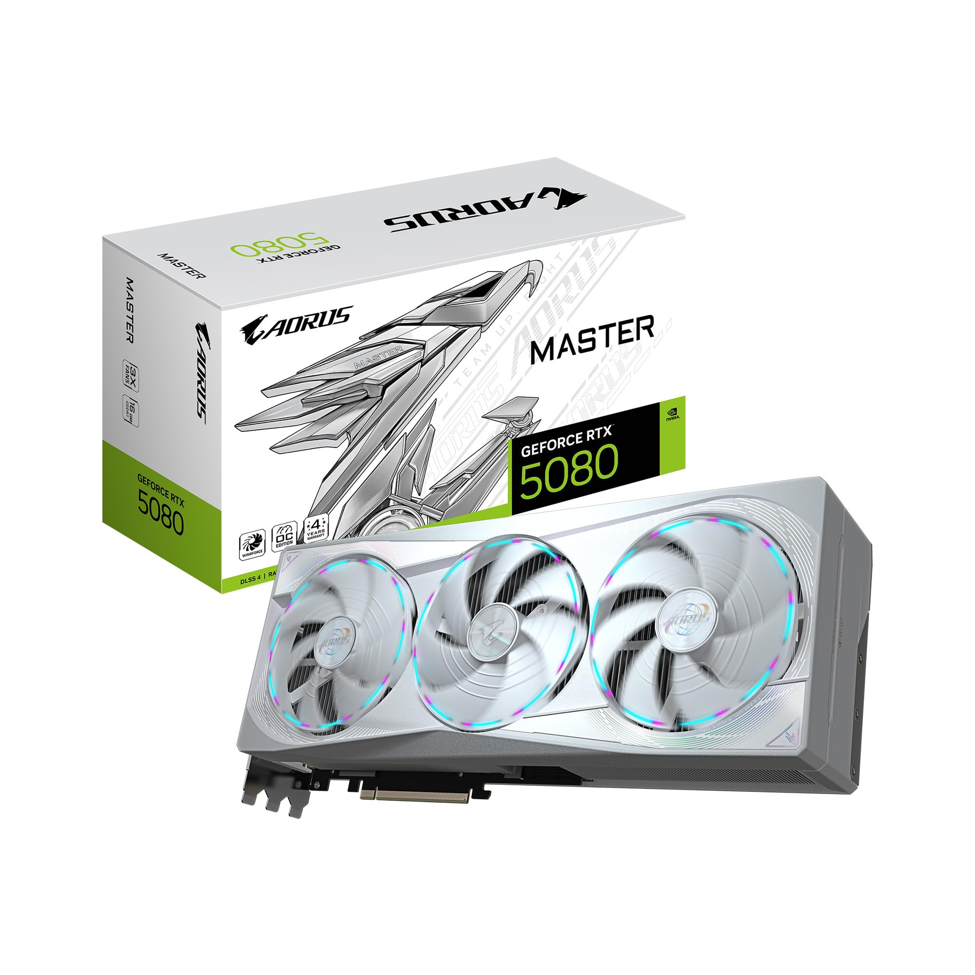GIGABYTE AORUS GeForce RTX 5080 Master ICE 16G Graphics Card, WINDFORCE Cooling System, 16GB 256-bit GDDR7, GV-N5080AORUSM ICE-1