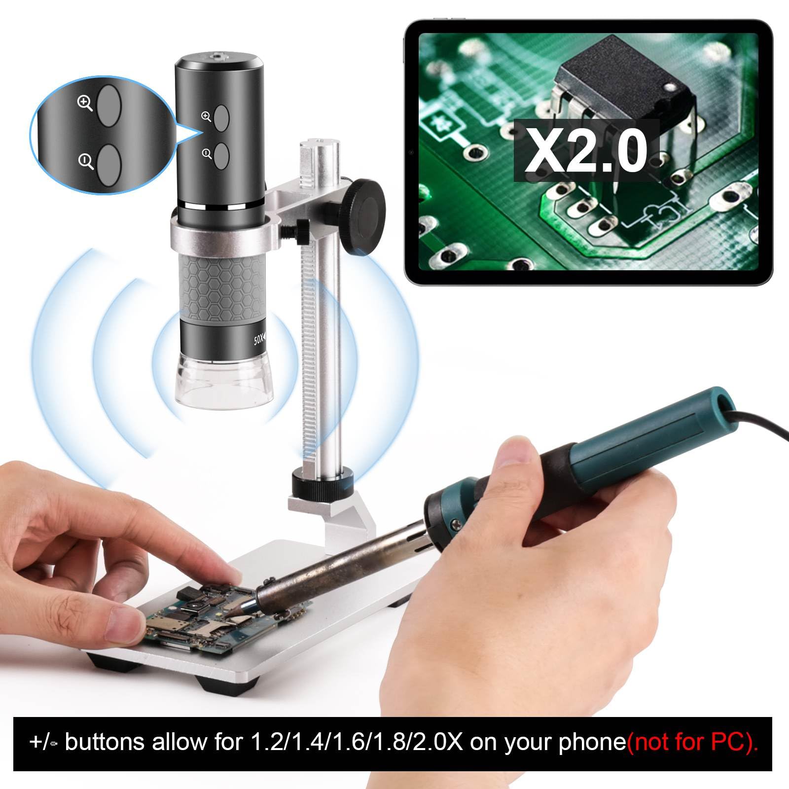 Ninyoon 4K Microscope With Professional Stand For Iphone Android Pc, 50 1000X Digital Usb Microscope Endoscope Hd Camera For All