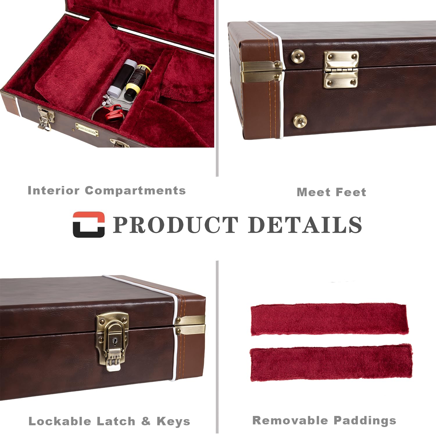 Crossrock Rectangular Wooden Case Fits A-Style Mandolins, With Accessory Compartment, Stainless Steel Latches, Metal Feet-Vintag