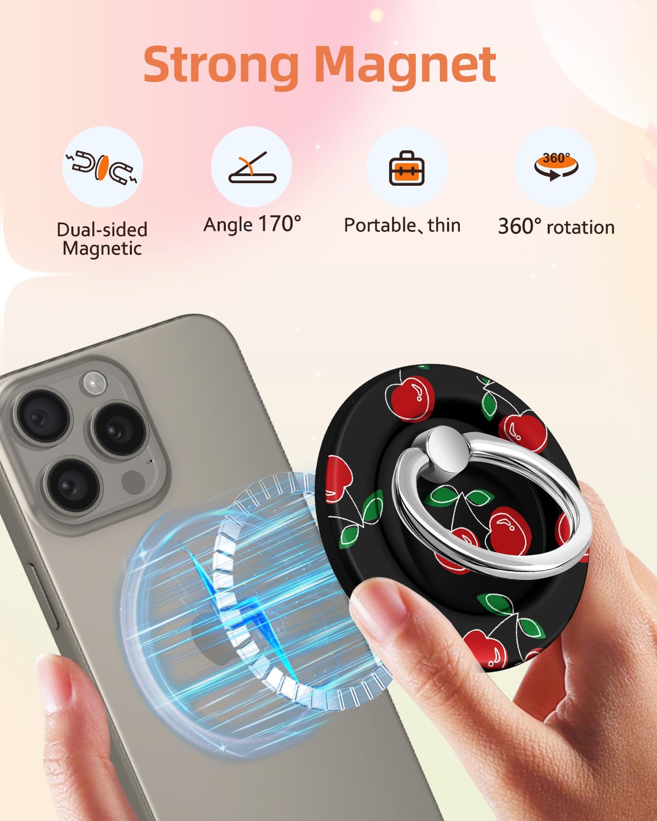 Lotadilo For Magnetic Phone Ring Holder Compatible With Magsafe For Women - Cute Design Magnet Phone Grip Ring Stand Kickstand F