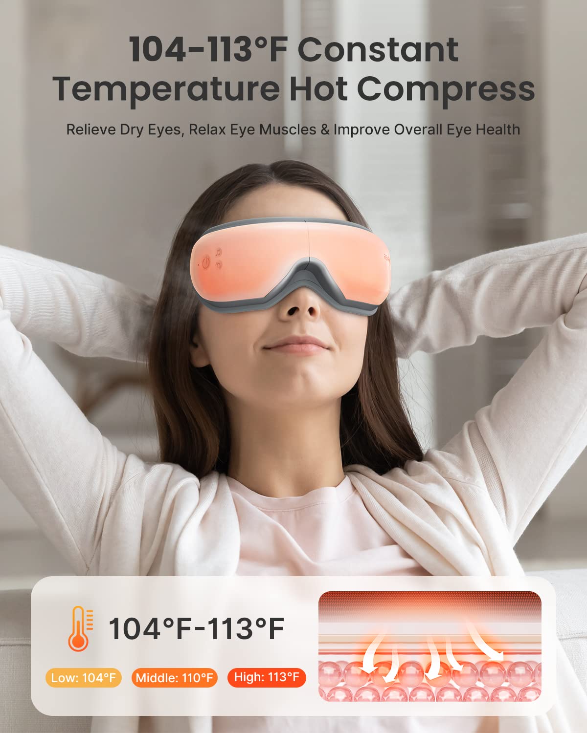 Renpho Christmas Gift Fsa/Hsa Eligible Eye Massager With App Control, Face Massager For Migraine Relief, Sleep Eye Mask Massage