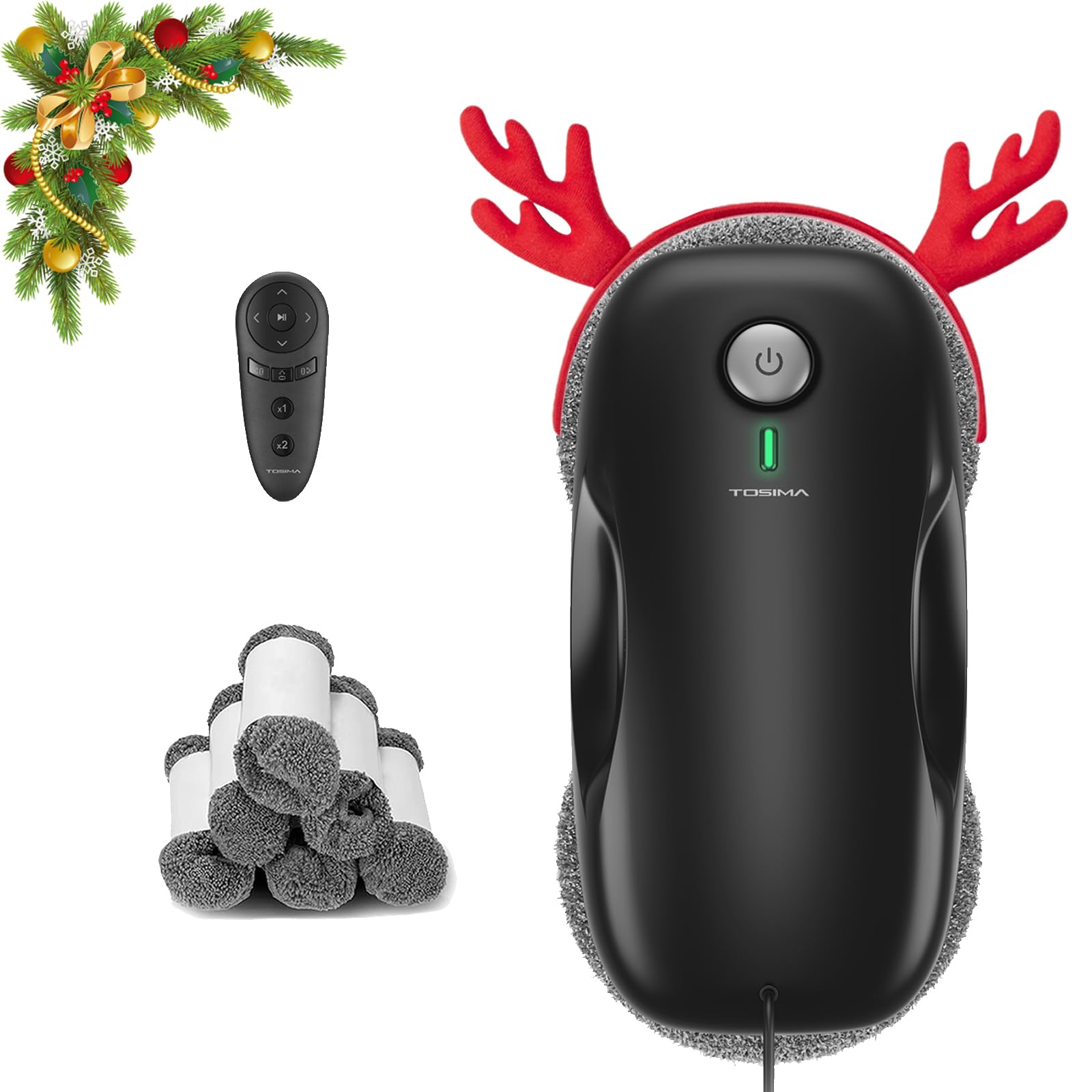 Tosima W2 Window Cleaner Robot, Automatic Cleaning with Intelligent Patn Planning, 3800Pa Suction Power, Edge Detection Technolo