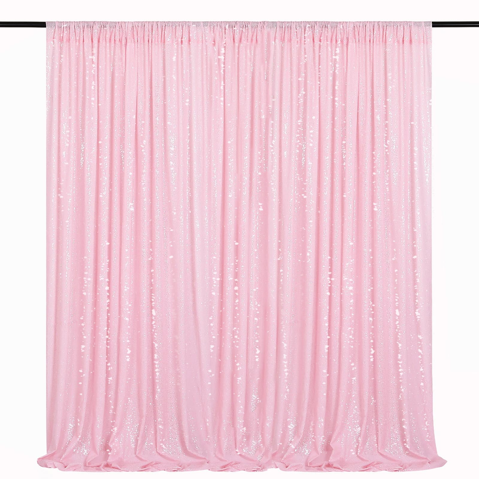 Pink Sequin Backdrop Curtain 8ft x 8ft Baby Shower Backdrop Drapes for Princess Girls Birthday Party Background Decoration