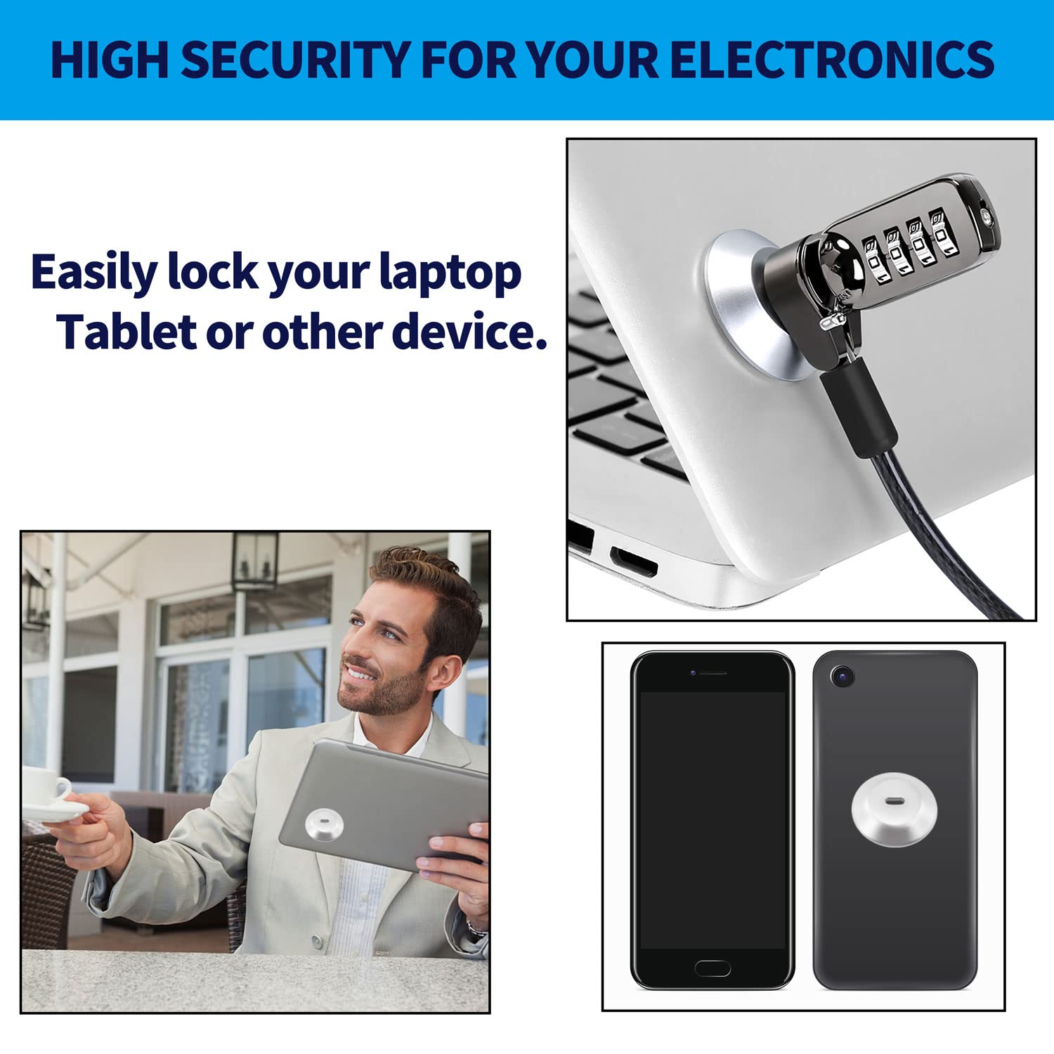 Zolunu Security Lock Plate Self Adhesive Plate With Lock Slot For Cables To Lock Down Laptops, Mac Book, Tablets, Ipad, Or Other