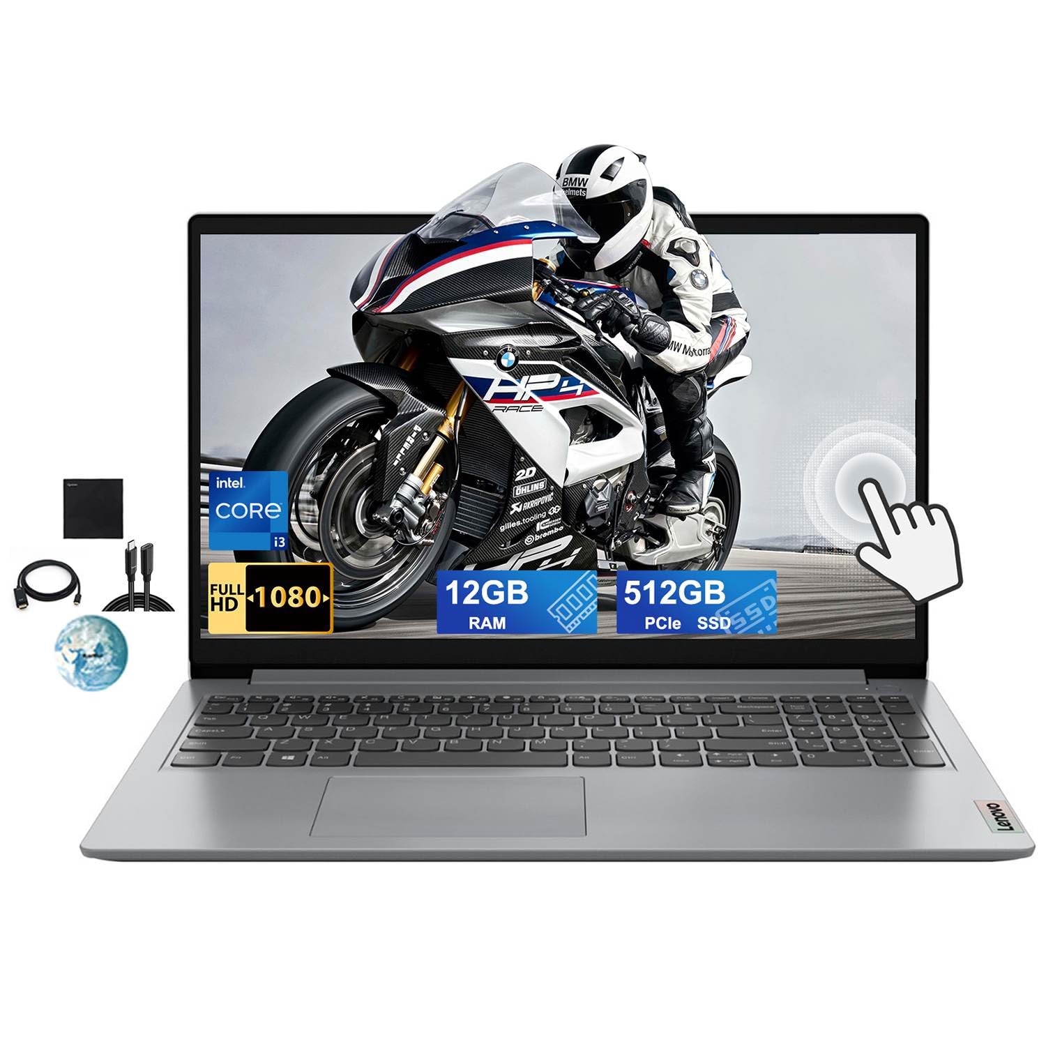 Lenovo Ideapad 15.6 FHD Touchscreen Business Laptop, 12th Gen Intel Core i3-1215U (Up to 4.4GHz), 12GB RAM, 512GB PCIe, Bluetoot