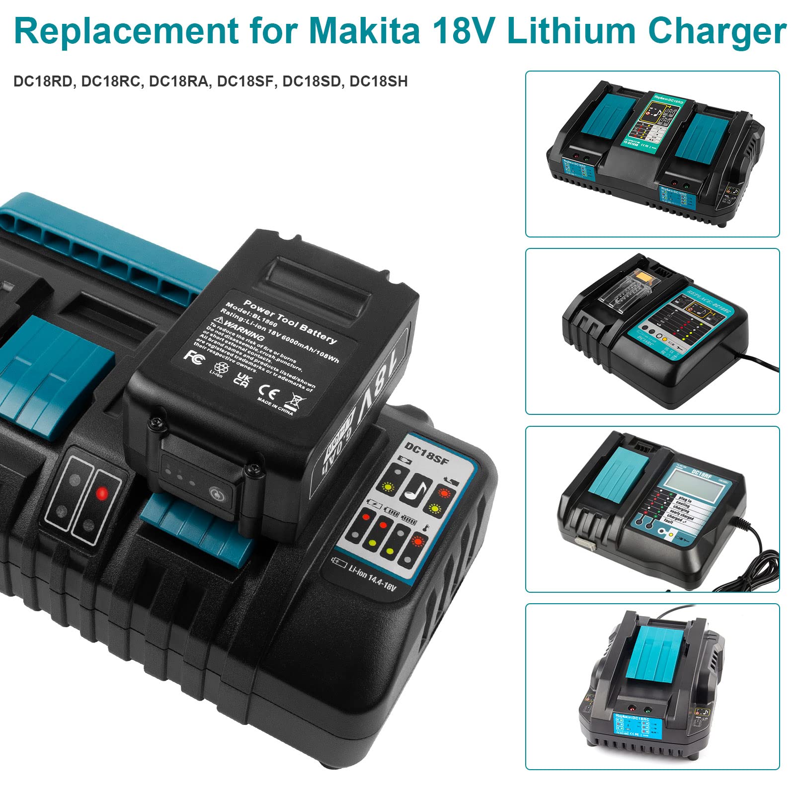 Fancy Buying 4 Port 18V Dc18Sf Fast Charger With Dual Usb Port Compatible With Makita 14.4V 18V Lxt Li Ion Bl1830 Bl1840 Bl1850