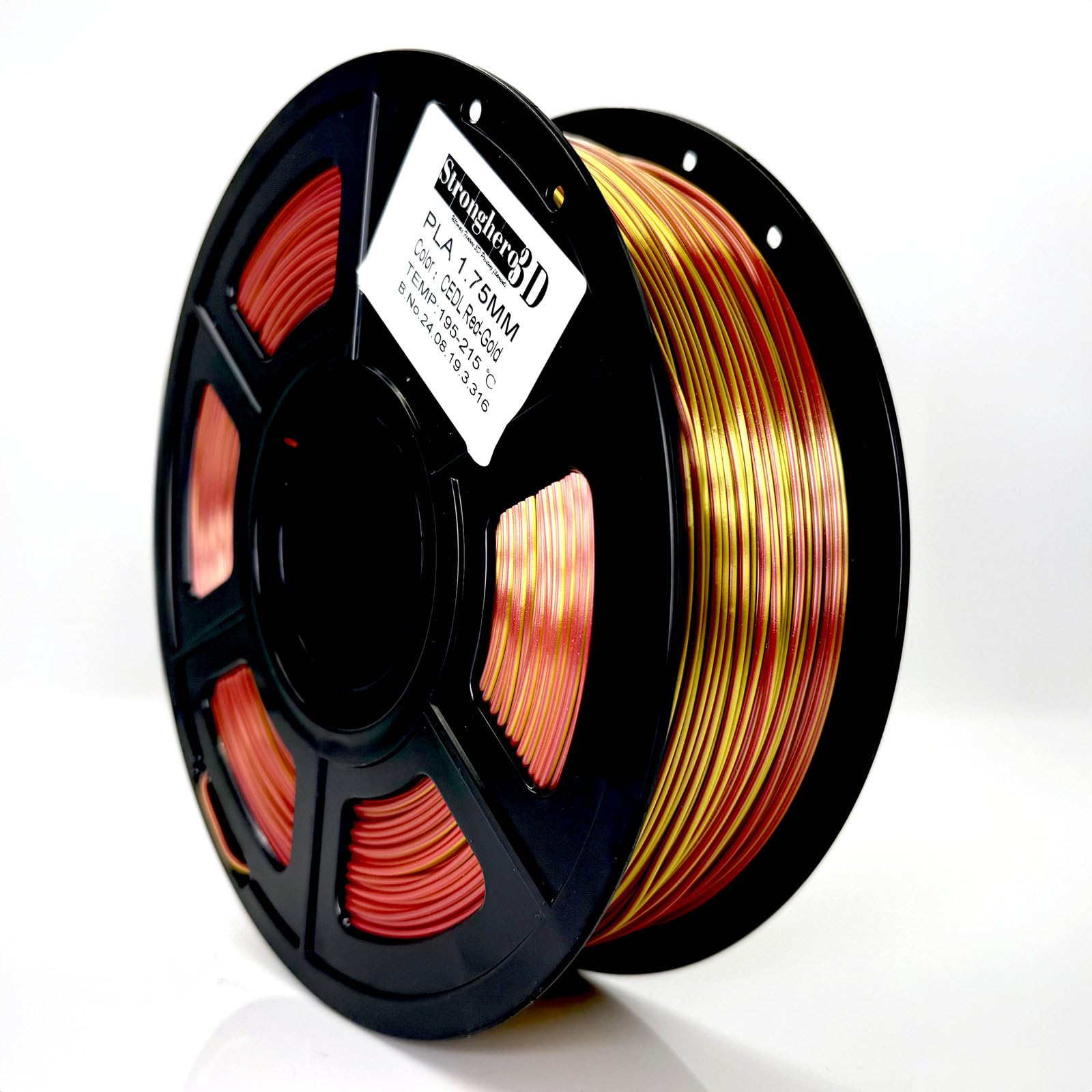 Stronghero3D Pla 3D Printer Filament 1.75Mm,Golden Fire, Silk Gold And Galaxy Red,Co Extruded Filament,Dual Color,Net Weight 1Kg