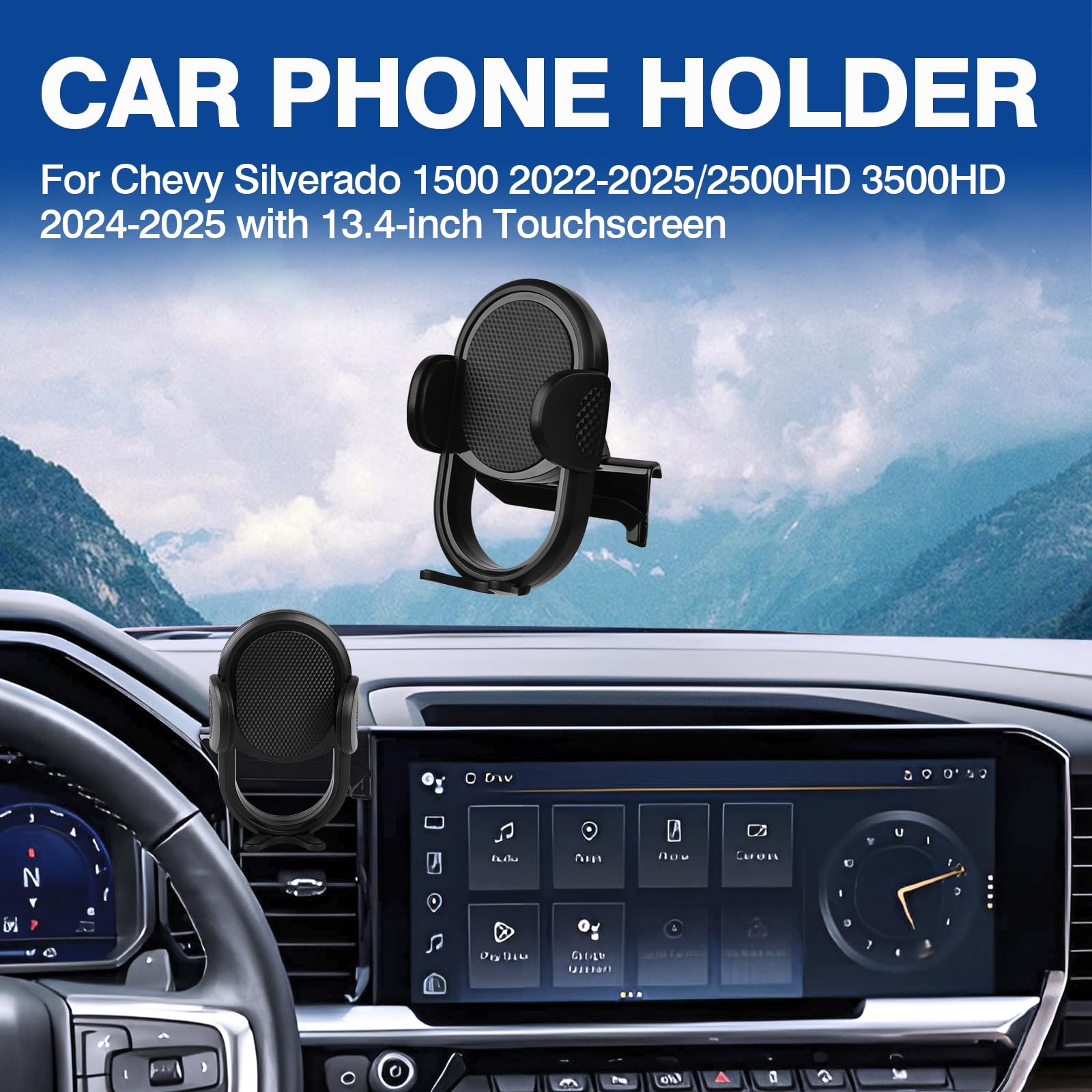Autorder Car Phone Holder For Chevy Chevrolet Silverado 1500 2022-2026/2500Hd 3500Hd 2024-2026 Accessories Phone Mount 13.4-Inch