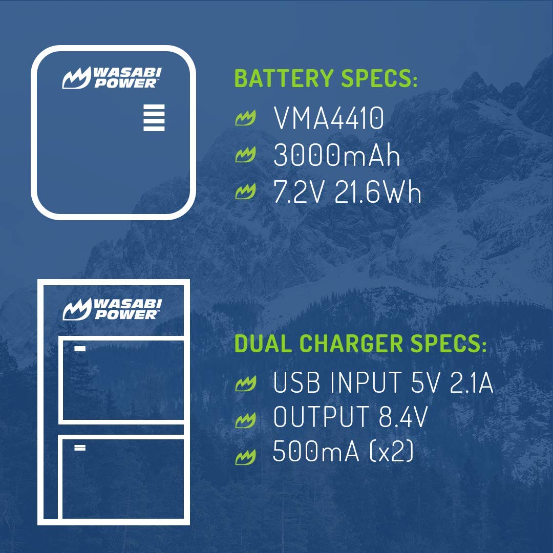 Wasabi Power Battery (2 Pack) And Dual Charger For Arlo Go (Vma4410 & Vma4400C)