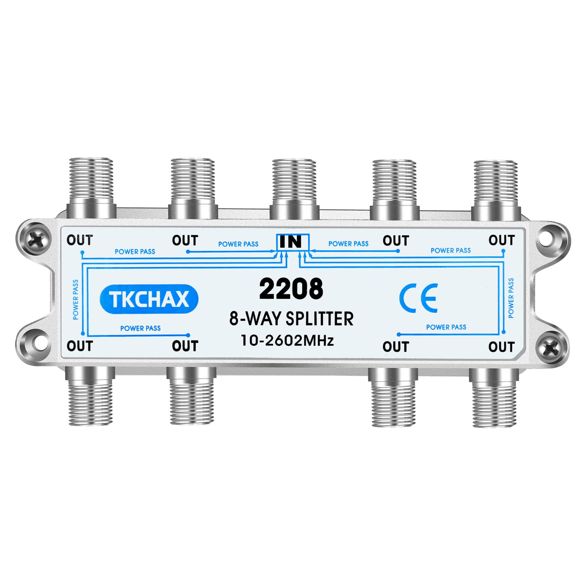 Tkchax 8 Way Coaxial Cable Splitter,Support 10 2602Mhz, Rg6 Compatible, Nickel Plated For Cable Splitter,Work With Catv, Satelli