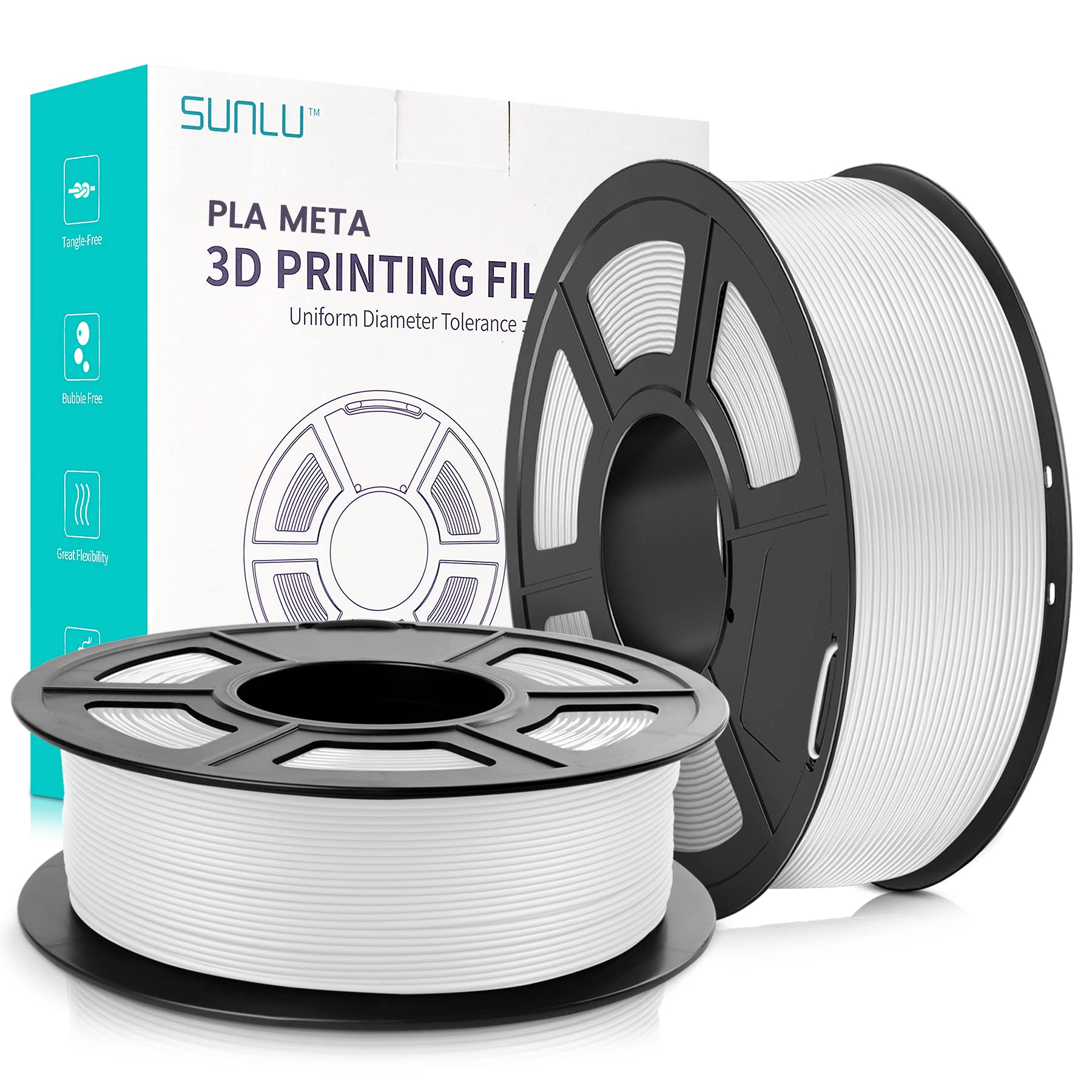 Sunlu 3D Printer Filament, Neatly Wound Pla Meta Filament 1.75Mm, Toughness, Highly Fluid, Fast Printing For 3D Printer, Dimensi