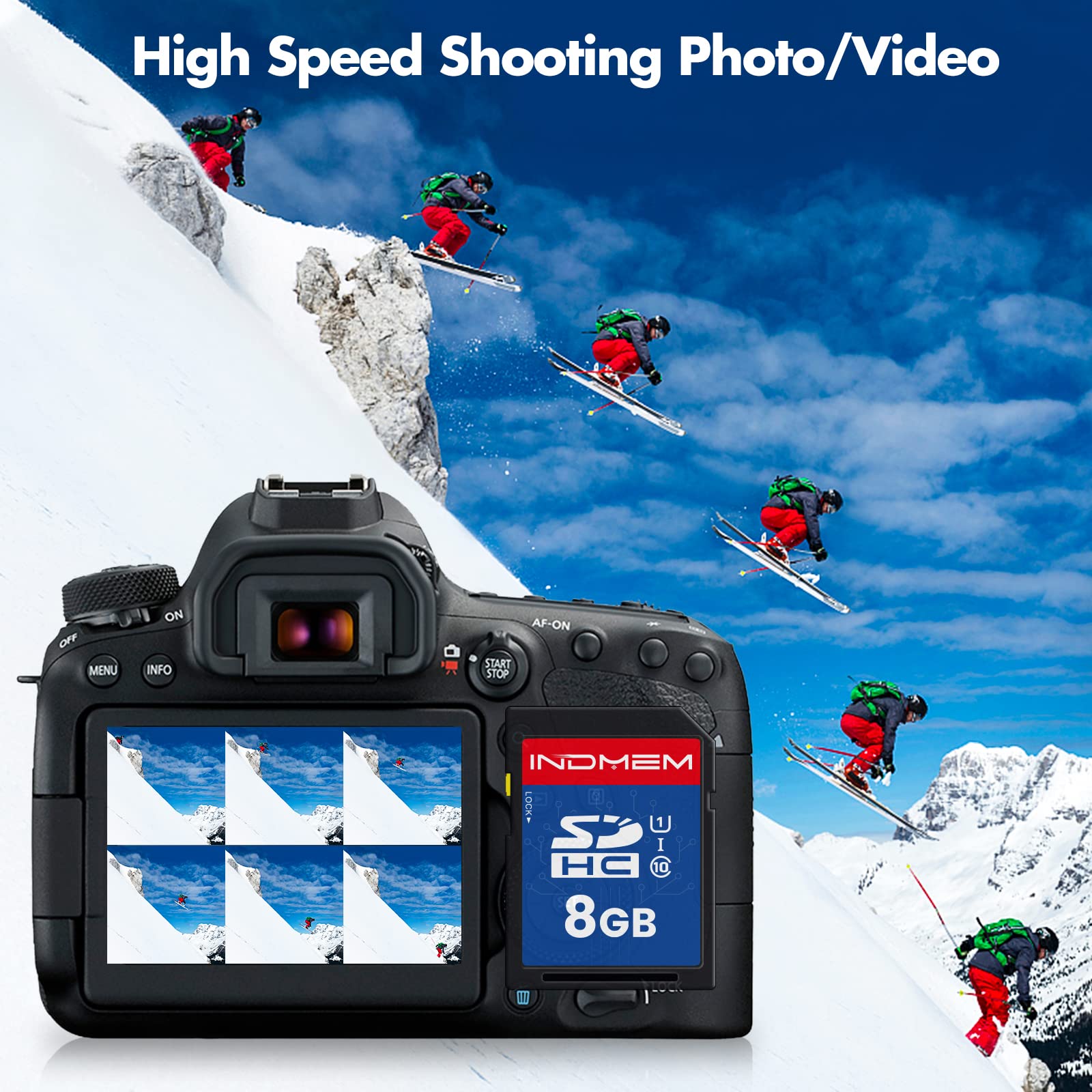 Indmem Sd Card 8Gb 2 Pack Uhs I U1 Class 10 8G Sdhc Flash Memory Card Compatible With Digital Camera, Computer, Trail Cameras