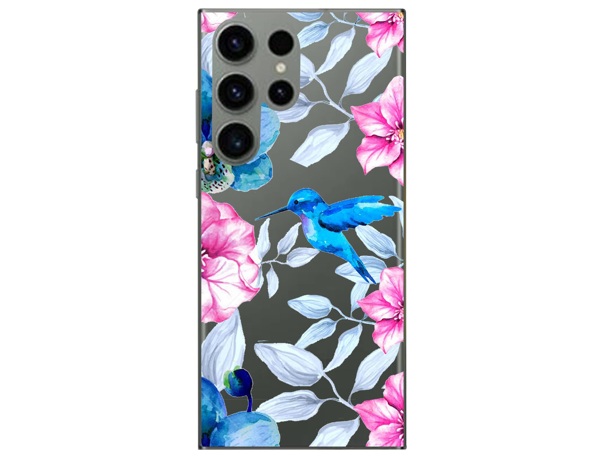 Blingy's Samsung Galaxy S23 Ultra Phone Case BL-S2309 Floral Bird Design TPU Hummingbird 6.8 Inch