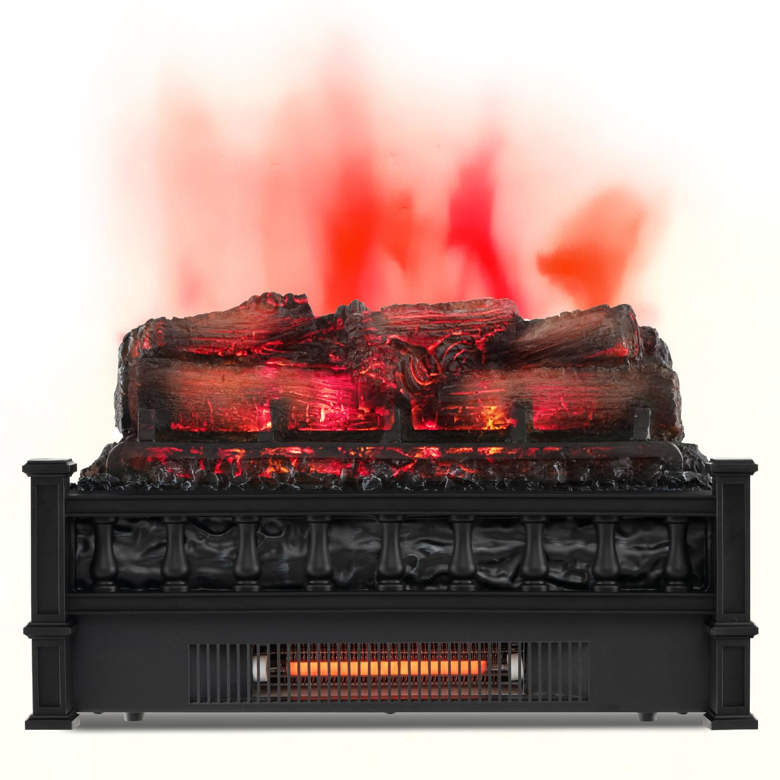 Tangkula 20 Inch Electric Fireplace Log Set With Adjustable Temp, Overheating Protection, Realistic Pinewood Ember Bed, Infrared