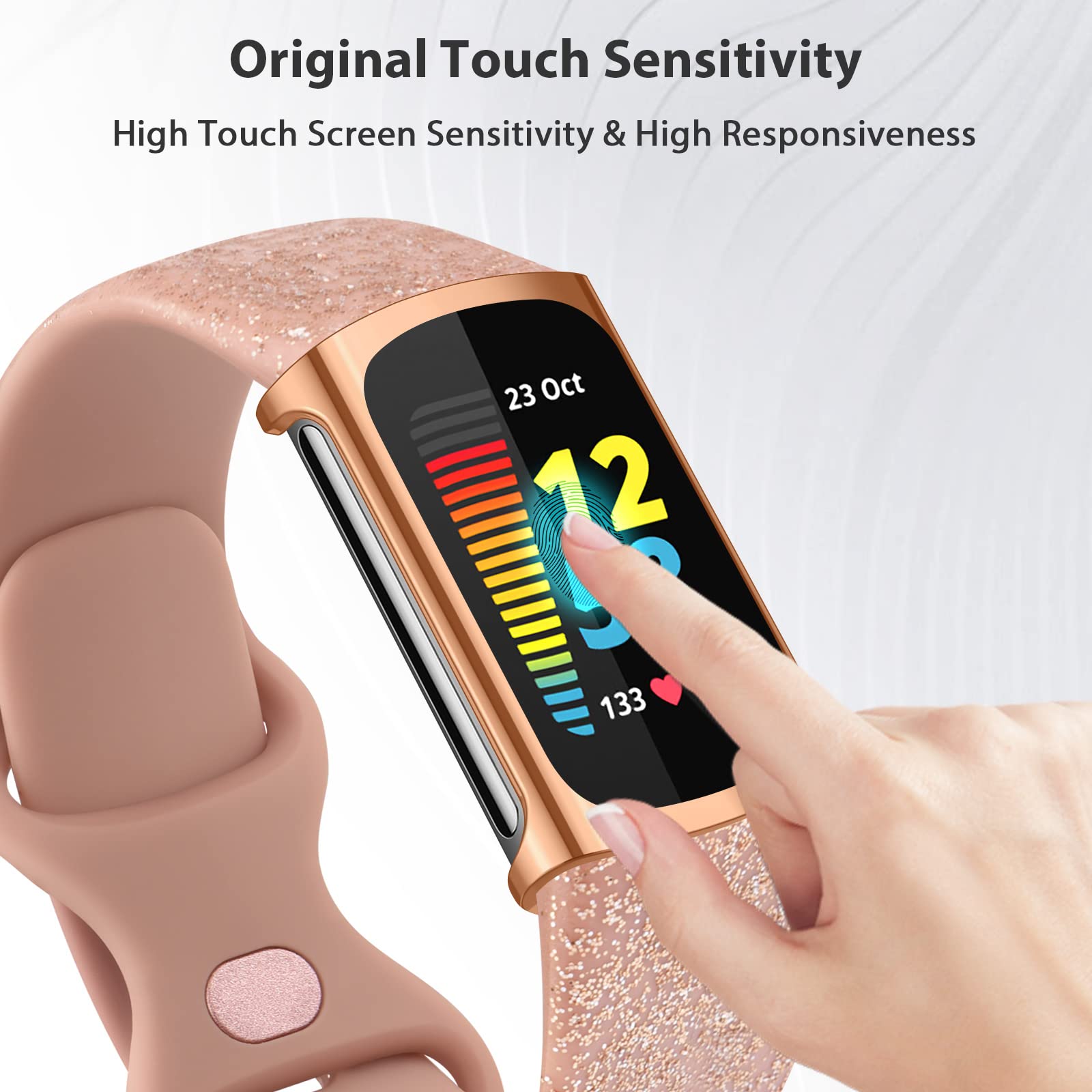 4 Pack Screen Protector Compatible With Fitbit Charge 6/Charge 5(Not For Charge 4/3),Tpu All-Around Protective Case Cover Rugged