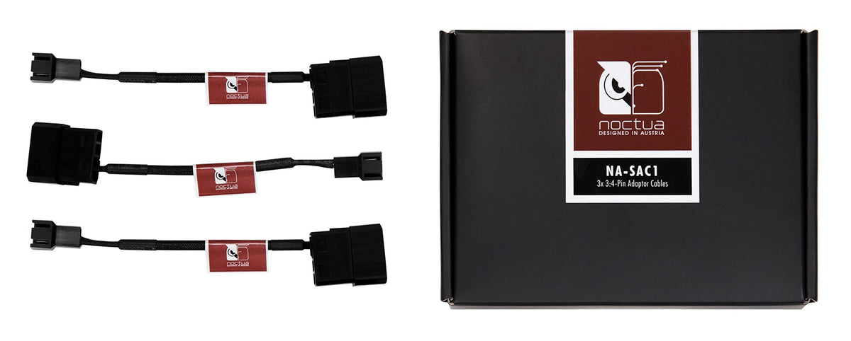 Noctua Na-Sac1, 3 To 4 Pin Adaptor Cables For Pc Fans (Black)