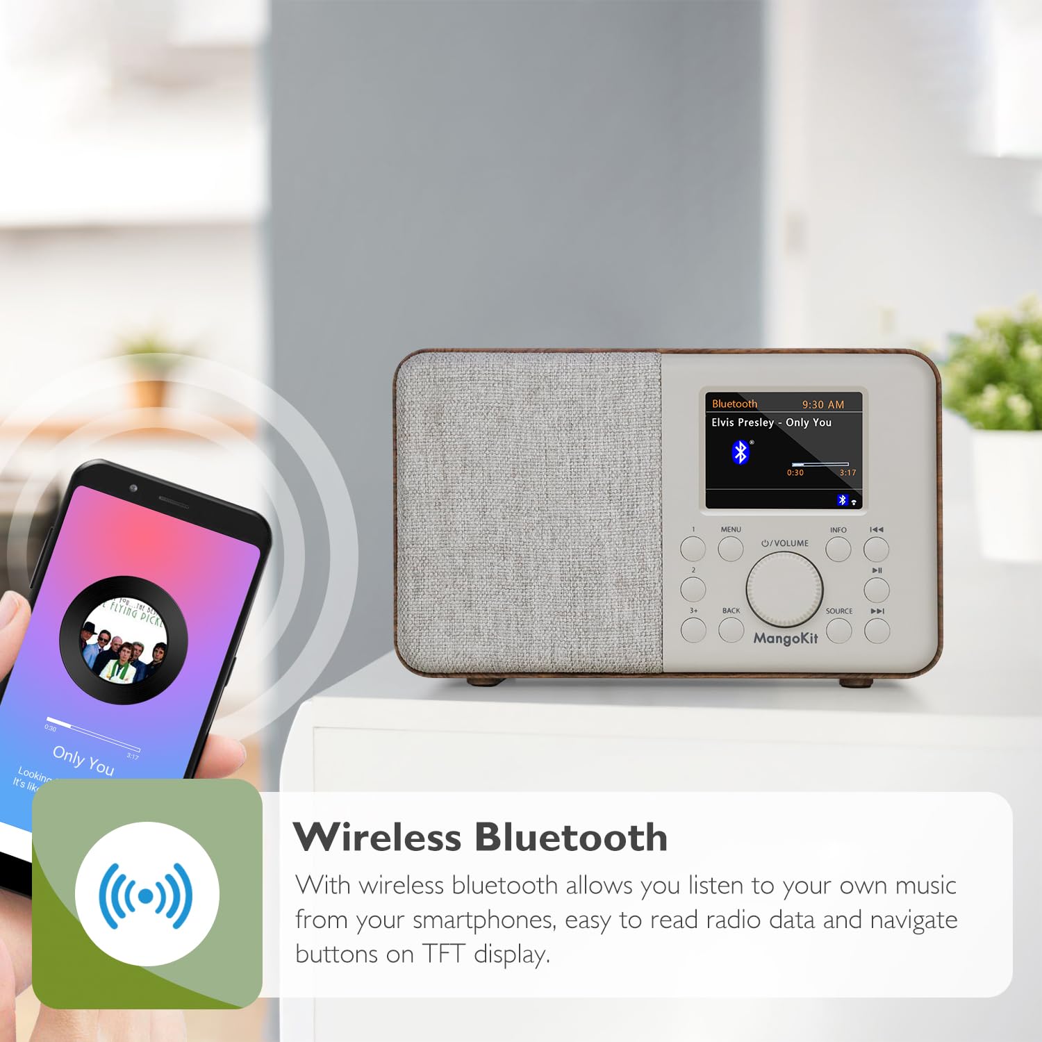 Mangokit Sr10 Internet Radio,Wifi Radio,Podcast Player, Bluetooth Speaker, Smart Radio, Portable Fm Radio, Mains And Battery Pow