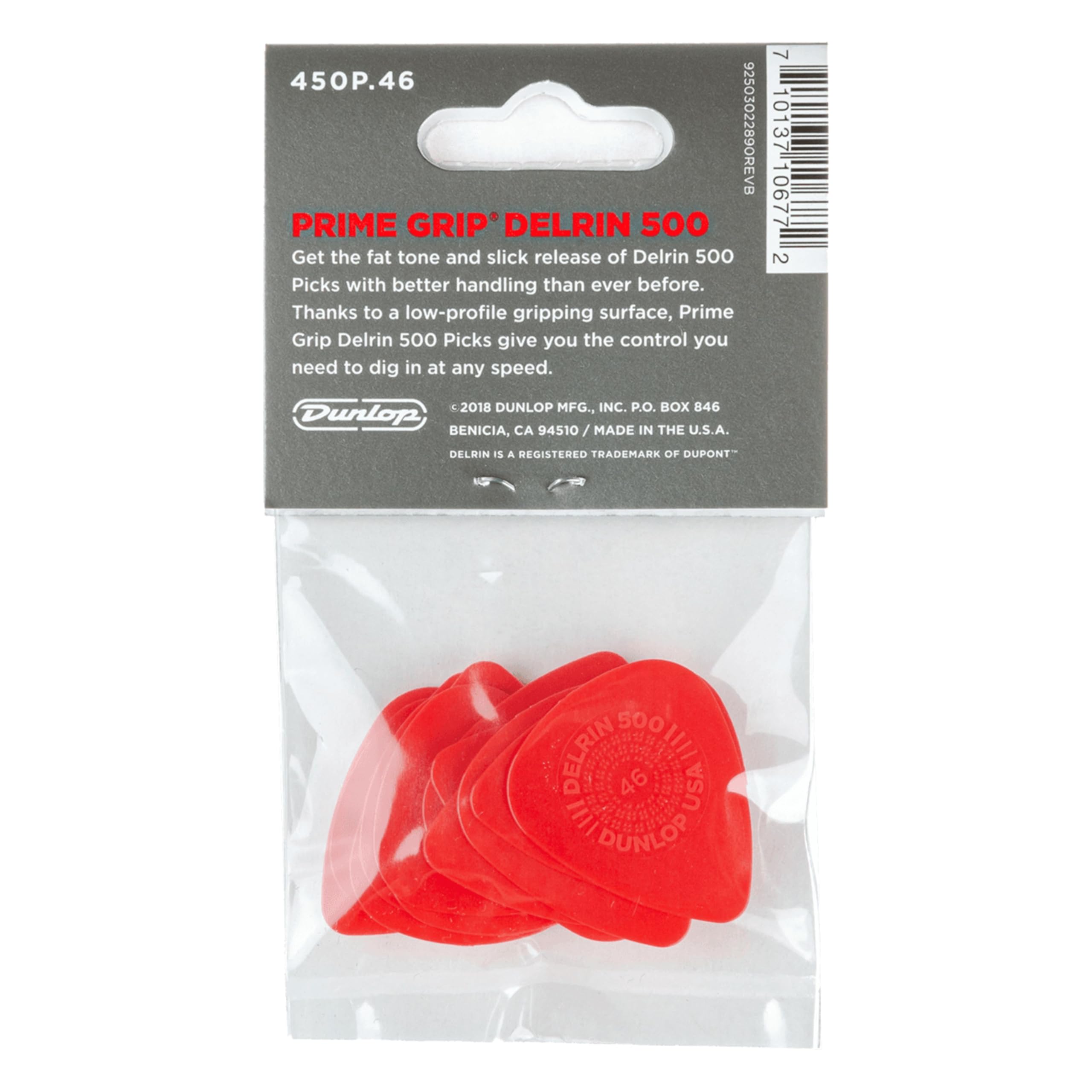 Jim Dunlop Delrin 500 Prime Grip .46Mm Guitar Picks (450P.46)