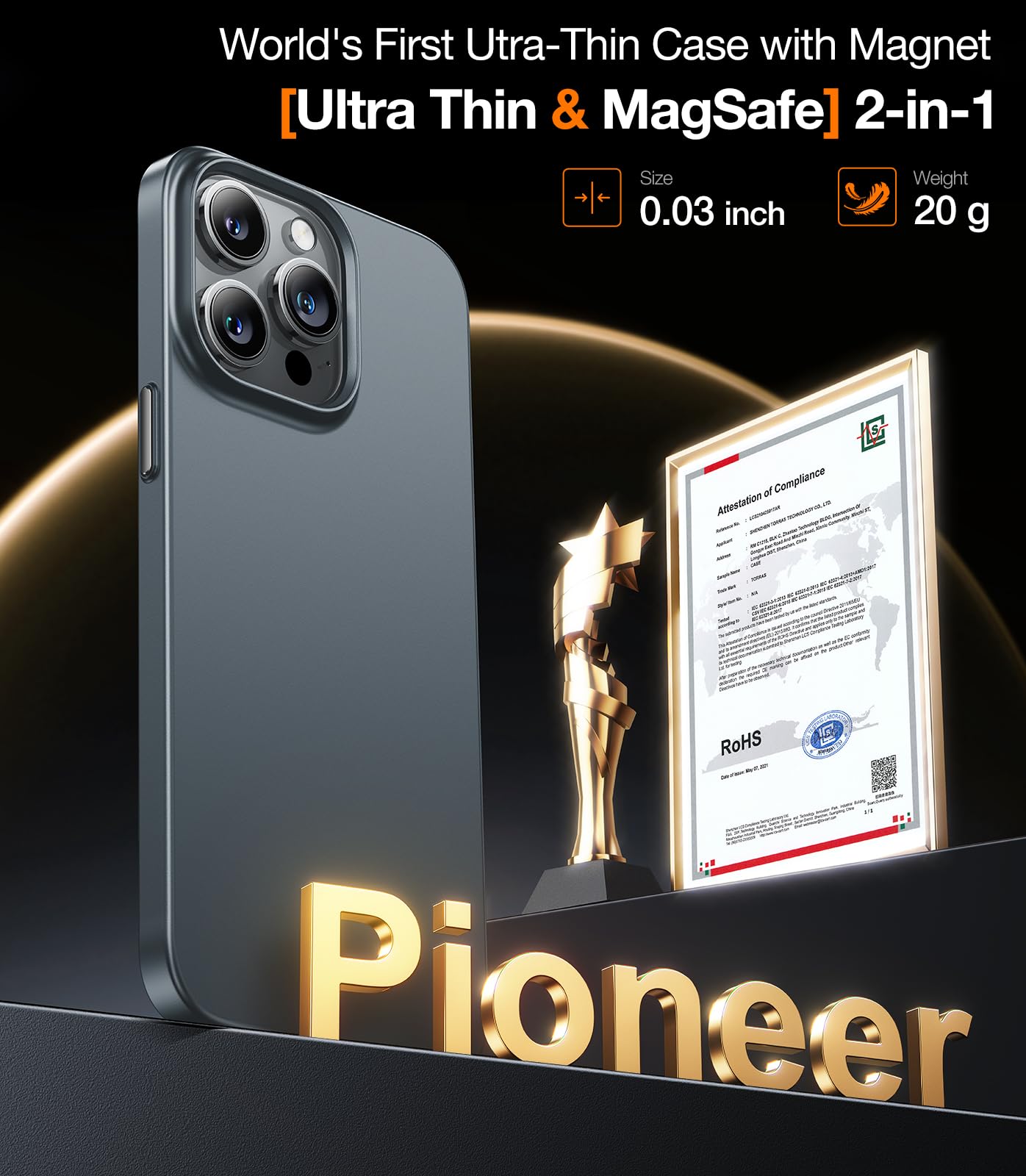 Torras Magnetic Slim Fit For Iphone 15 Pro Max Case, Ultra Thin 15 Promax Phone Case Compatible With Magsafe, Lightweight Anti S